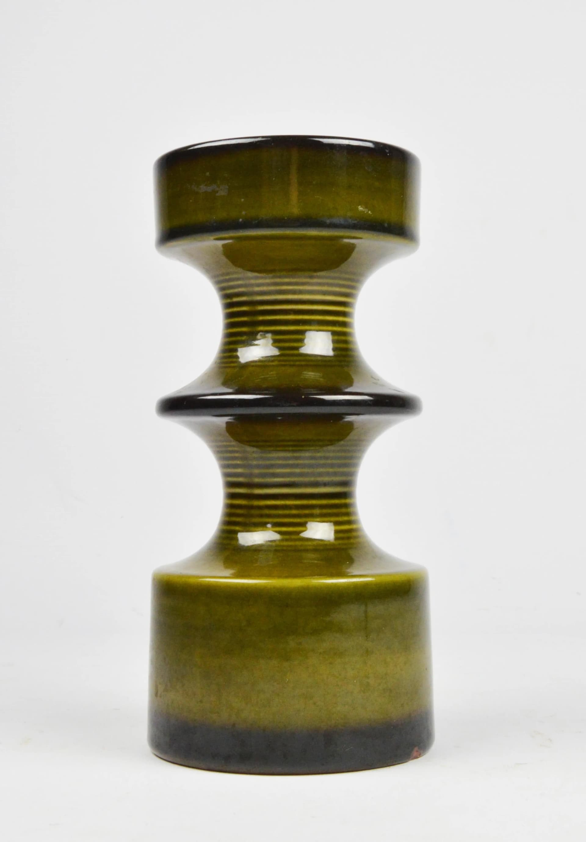Candlestick, green porcelain, Poland, 1970s. - 86302