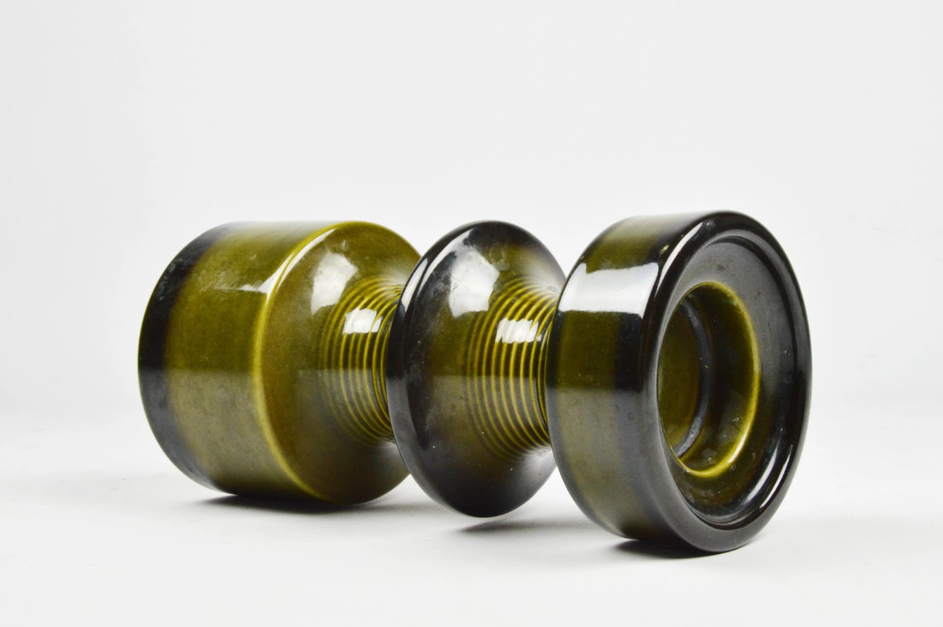 Candlestick, green porcelain, Poland, 1970s. - 86301