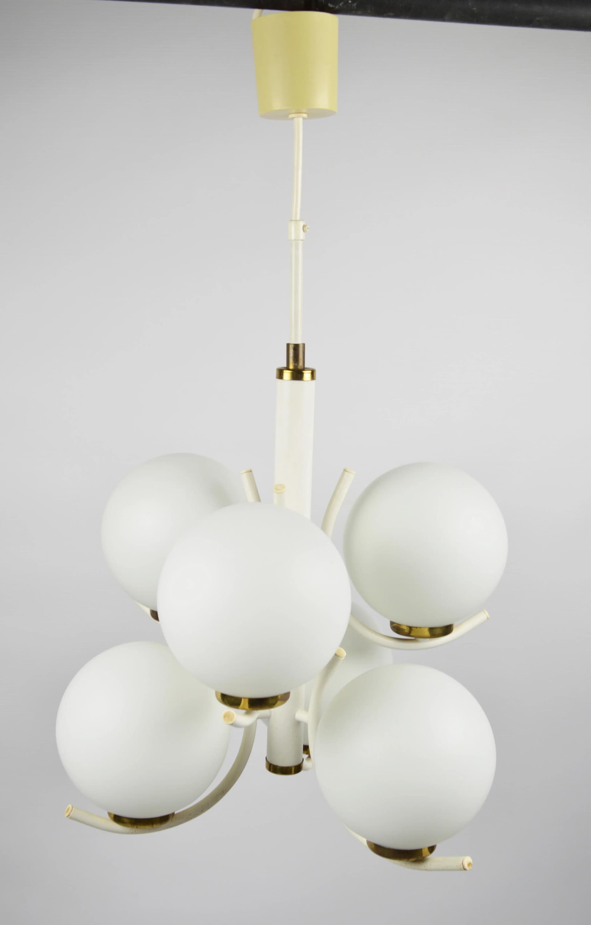 Chandelier Cluster, ivory white glass, Poland, 1970s. - 86280