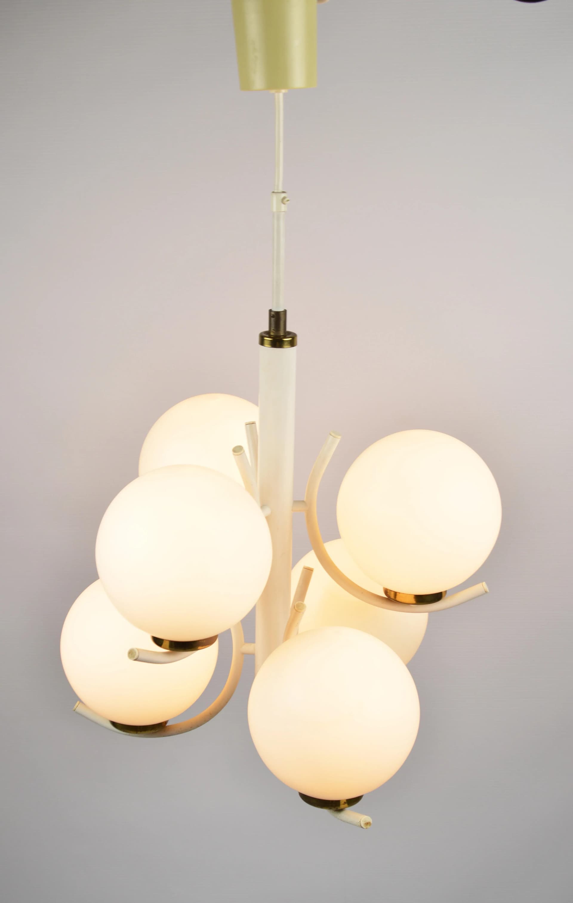 Chandelier Cluster, ivory white glass, Poland, 1970s. - 86278