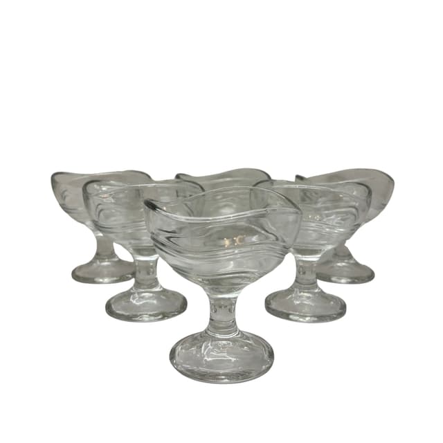Set of dessert cups, transparent glass, Italy, 1980s. - DIMENSION