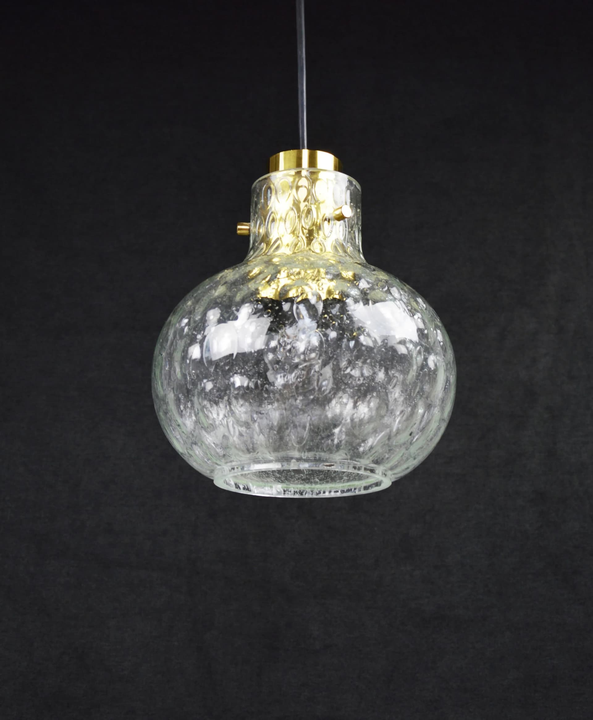 Lampa wisząca, transparent, szkło, Polska, lata 70. - 86259