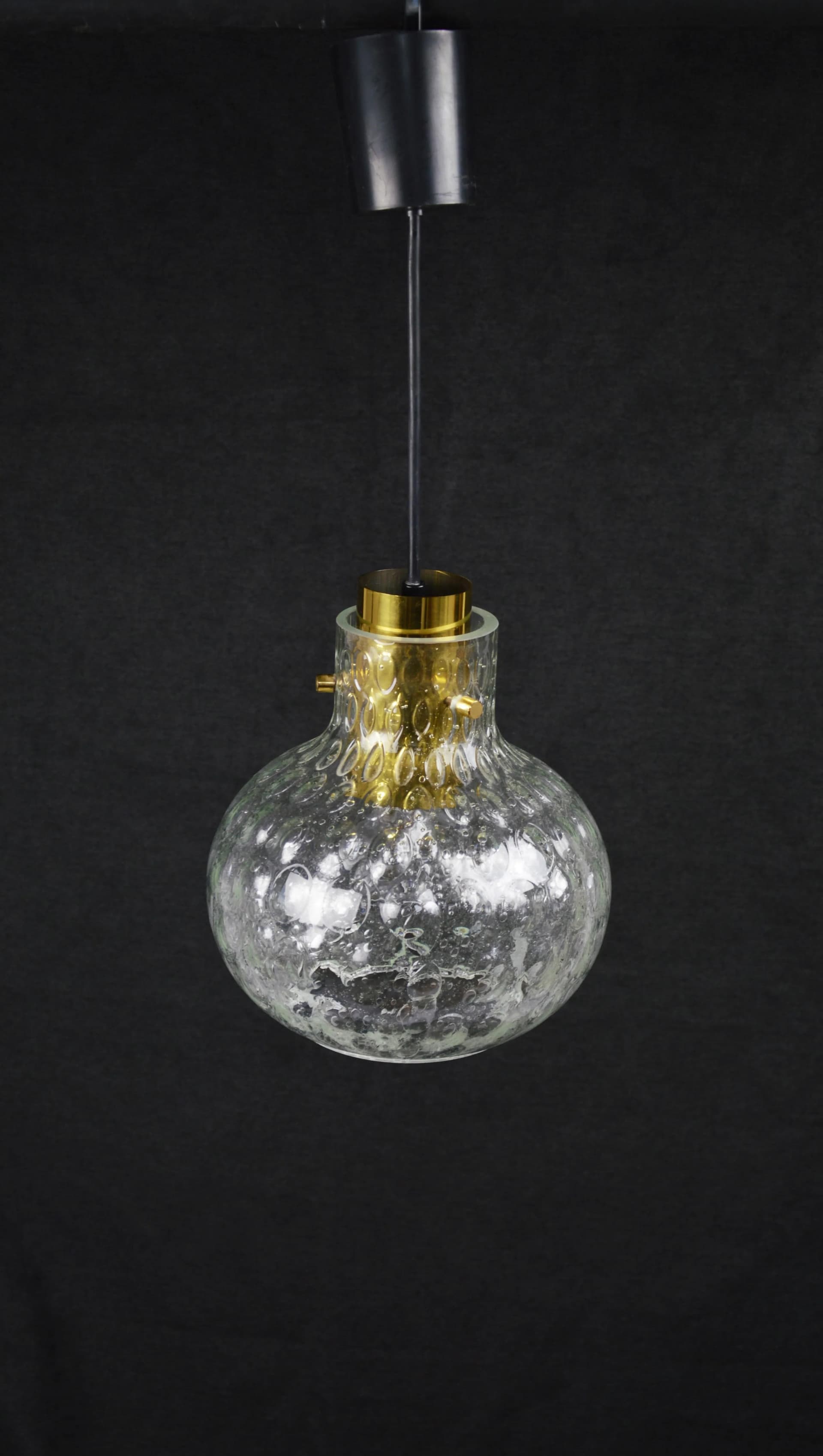 Lampa wisząca, transparent, szkło, Polska, lata 70. - 86261