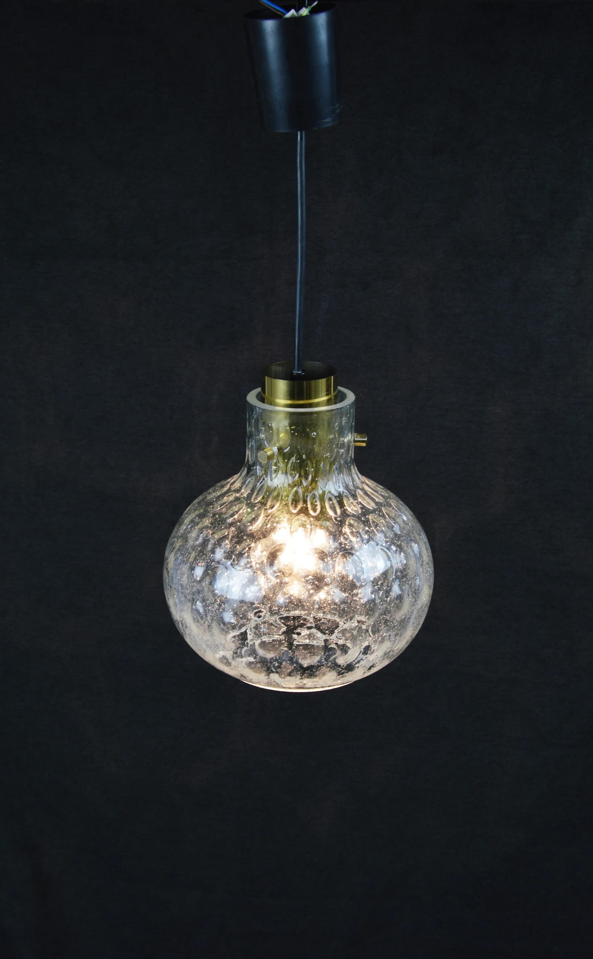 Lampa wisząca, transparent, szkło, Polska, lata 70. - 86262