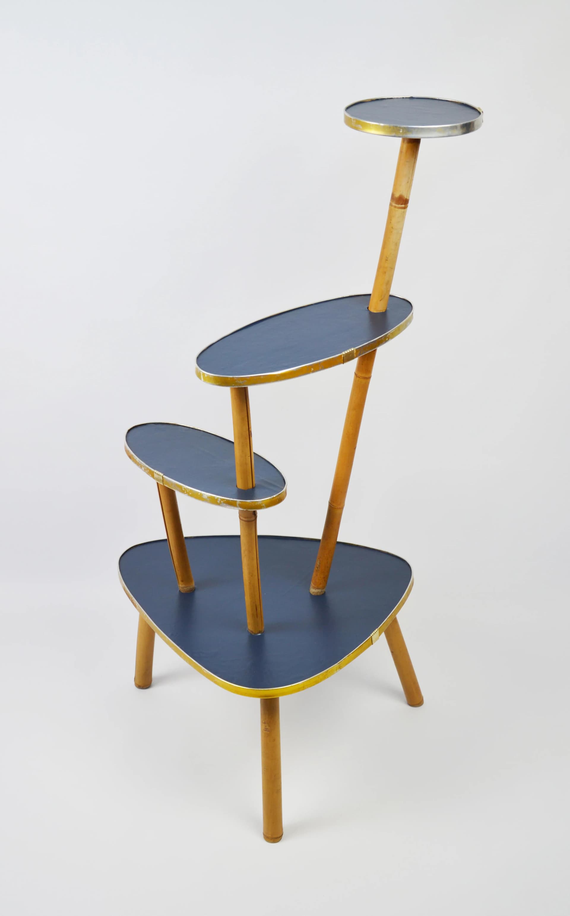 Kwietnik, navy blue, bambus, Polska, lata 70. - 86204