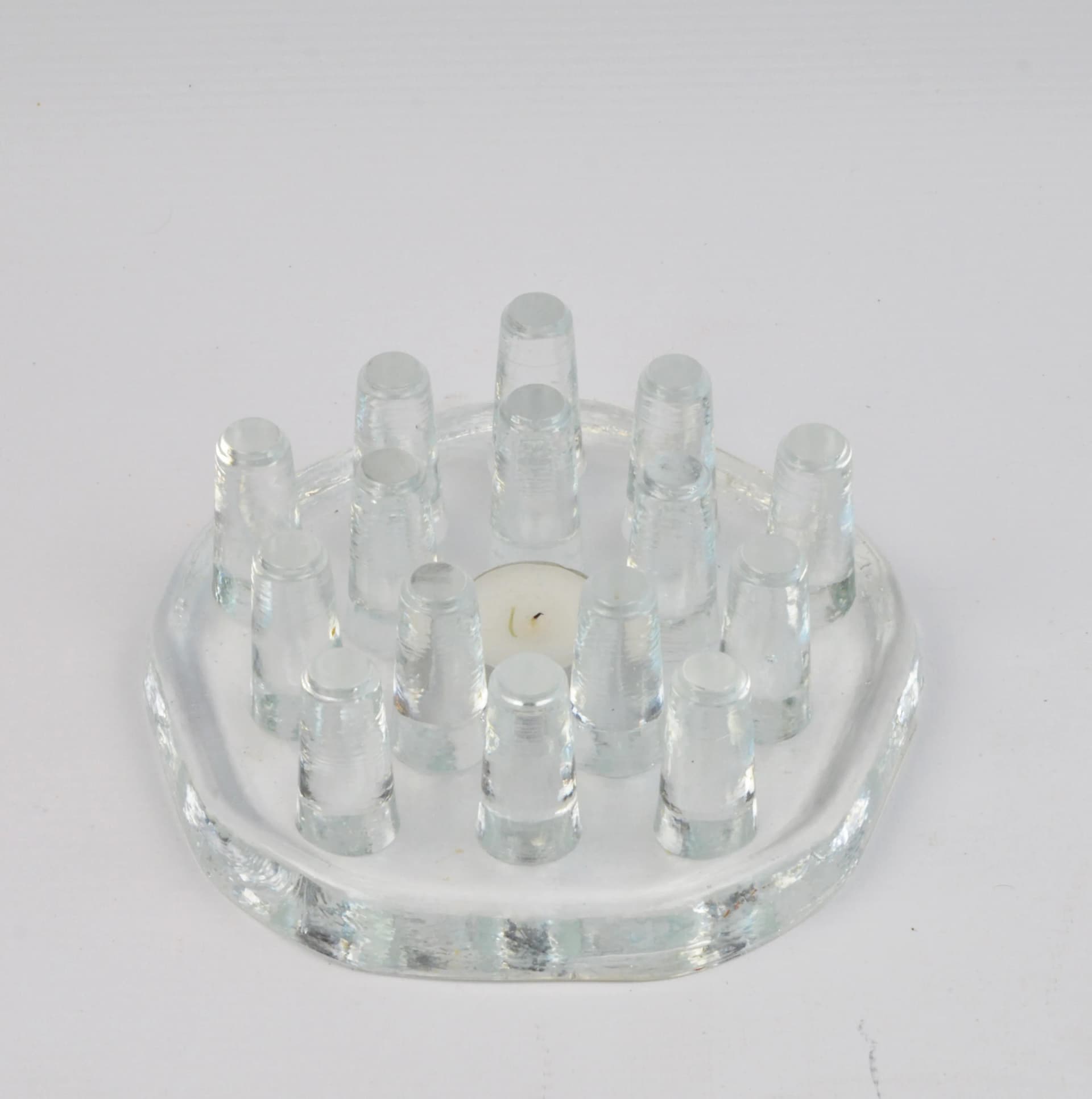 Candle holder, transparent glass, Germany, 1970s. - 86146