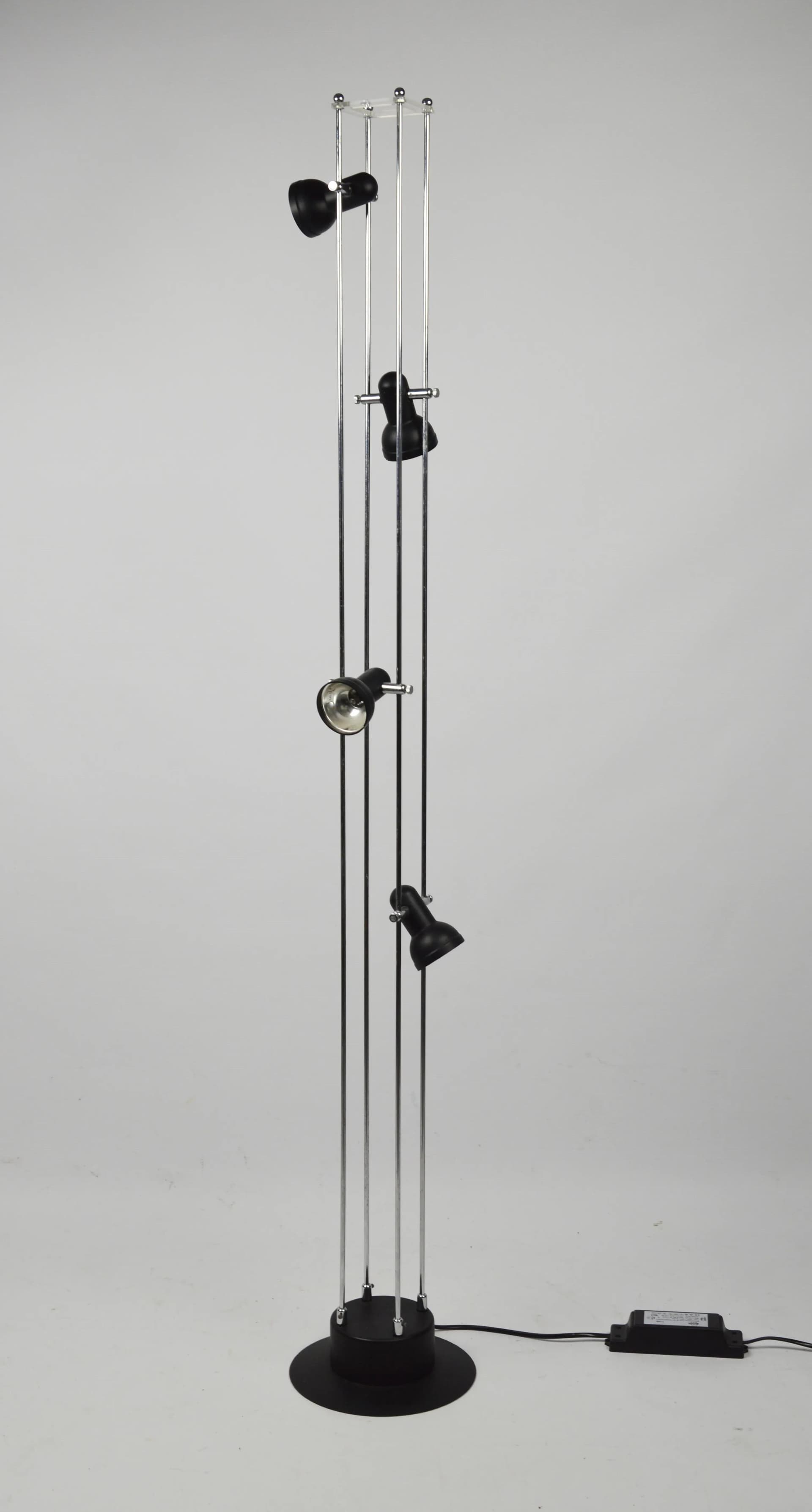 Floor lamp, black, chrome metal, Poland, 1980s. - 86122