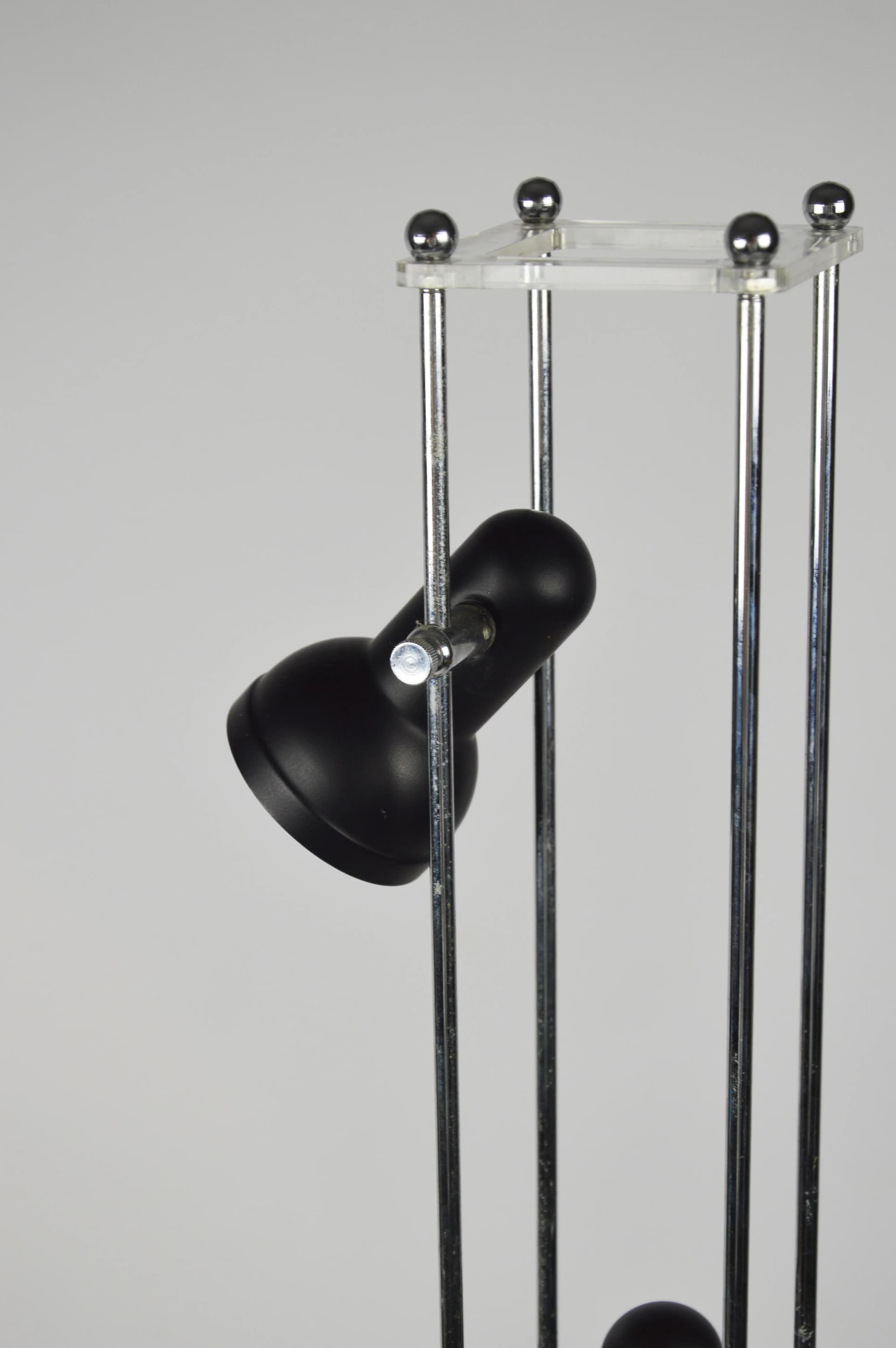 Floor lamp, black, chrome metal, Poland, 1980s. - 86126