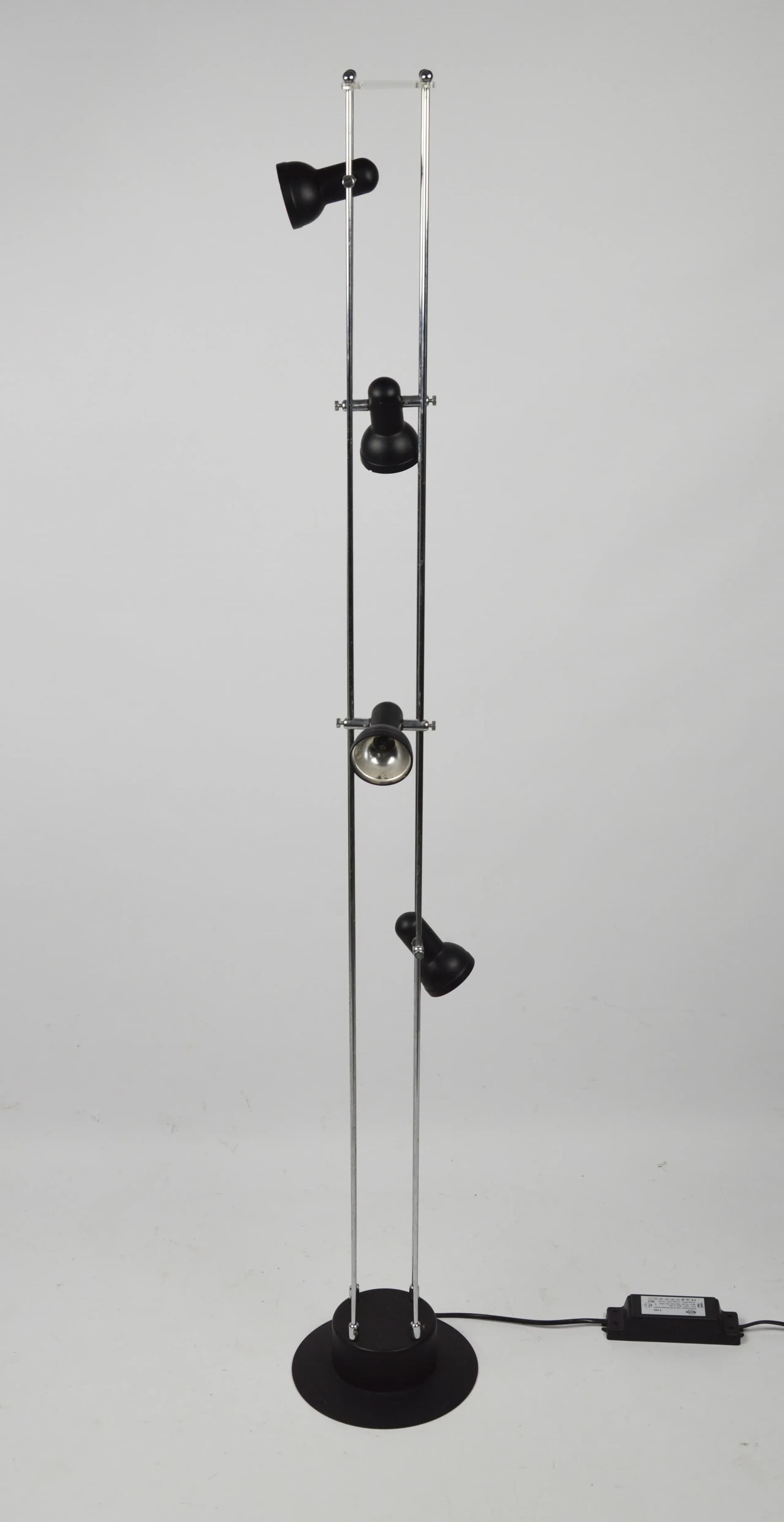 Floor lamp, black, chrome metal, Poland, 1980s. - 86120