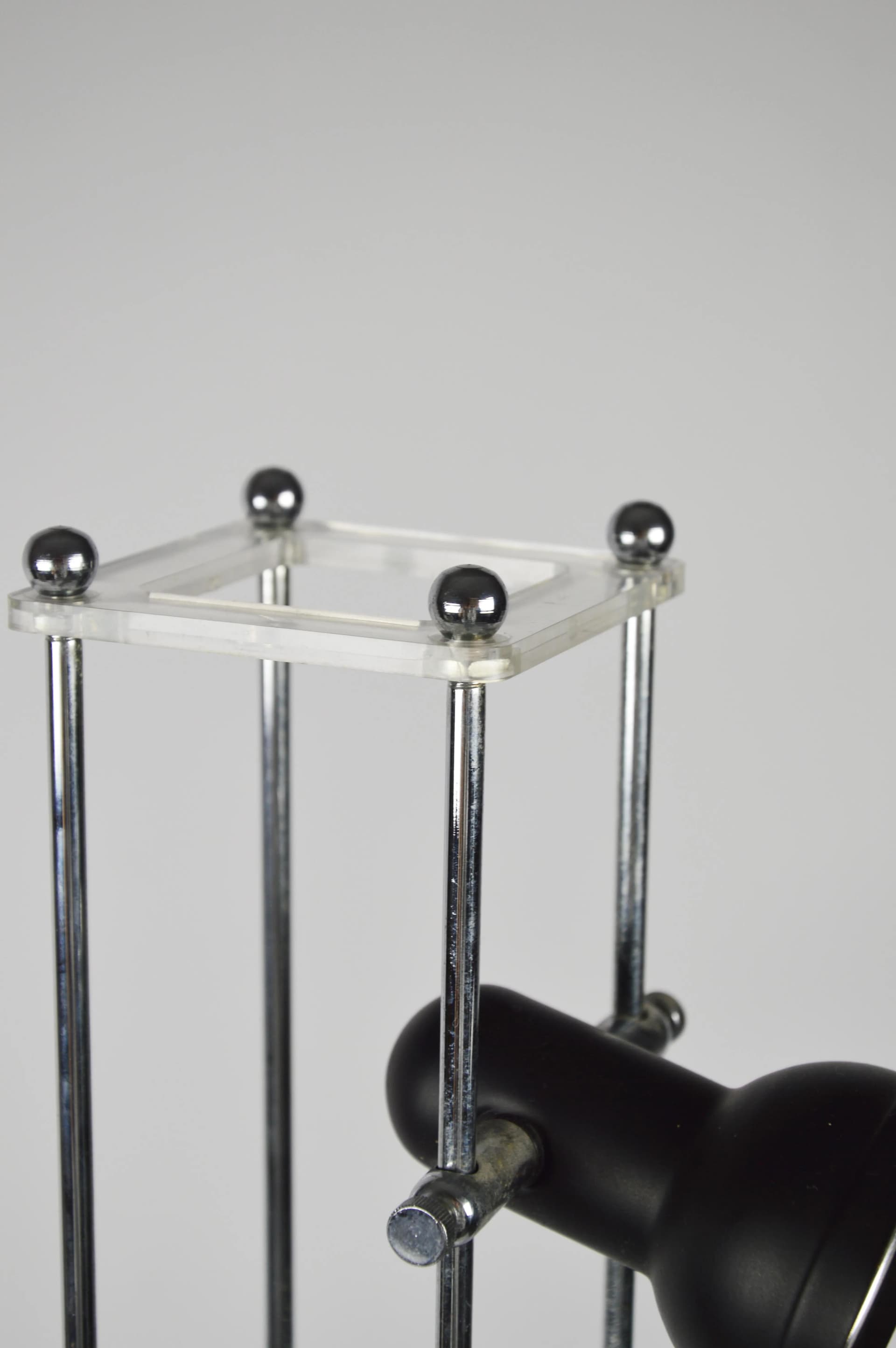 Floor lamp, black, chrome metal, Poland, 1980s. - 86121