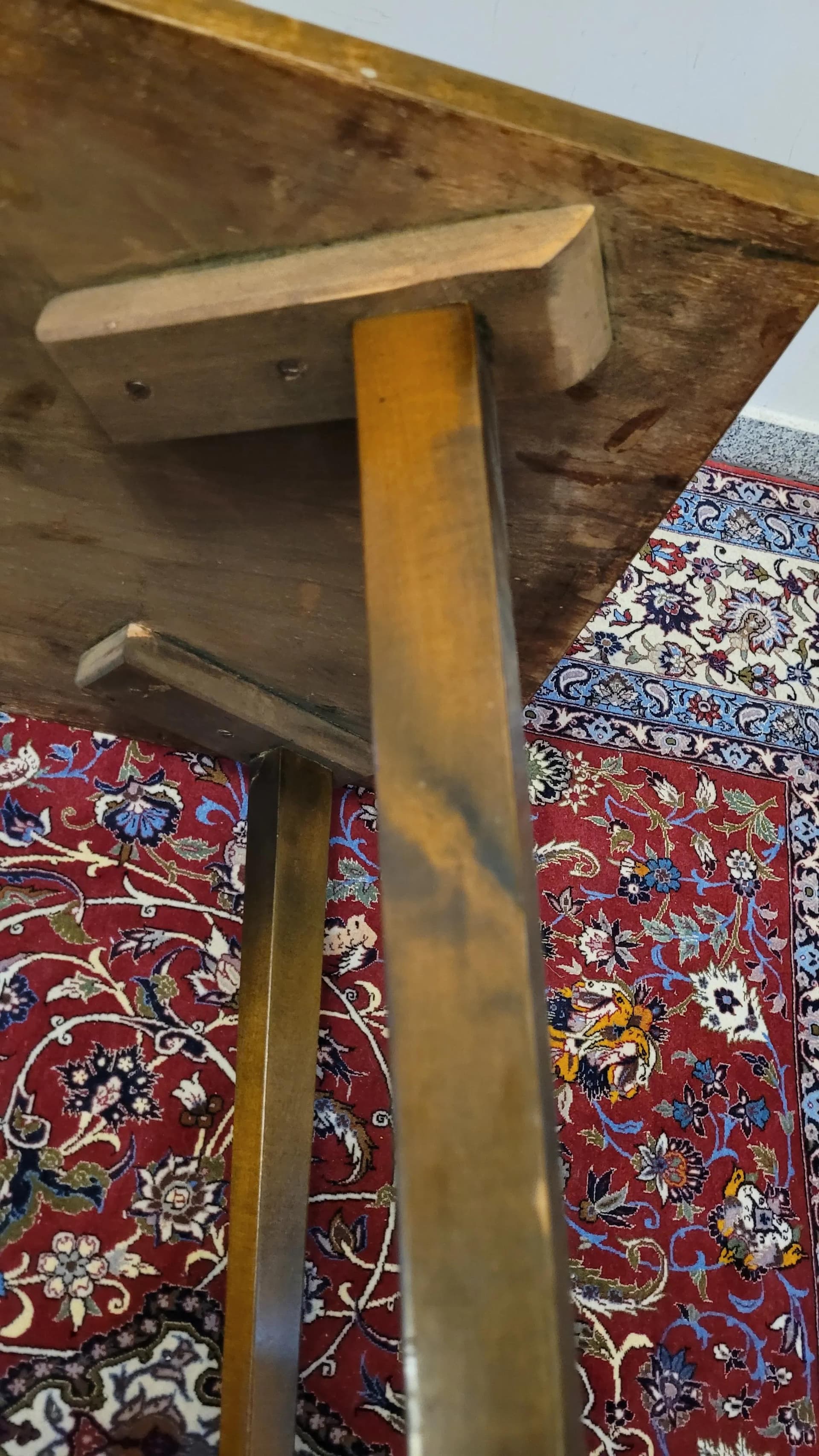 Stolik prostokątny, drewno złoty, Polska, lata 70. - 88659