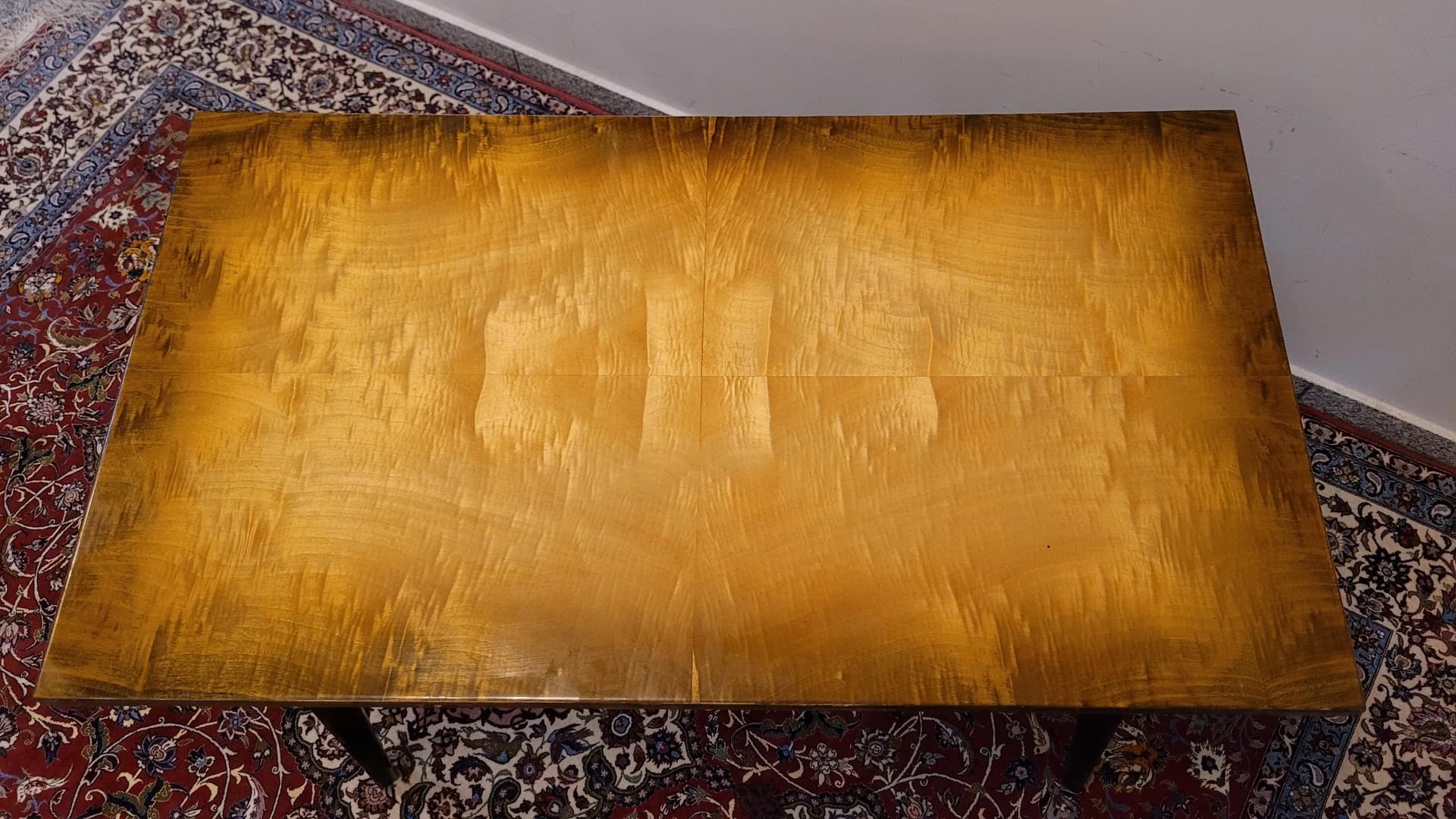 Stolik prostokątny, drewno złoty, Polska, lata 70. - 88660