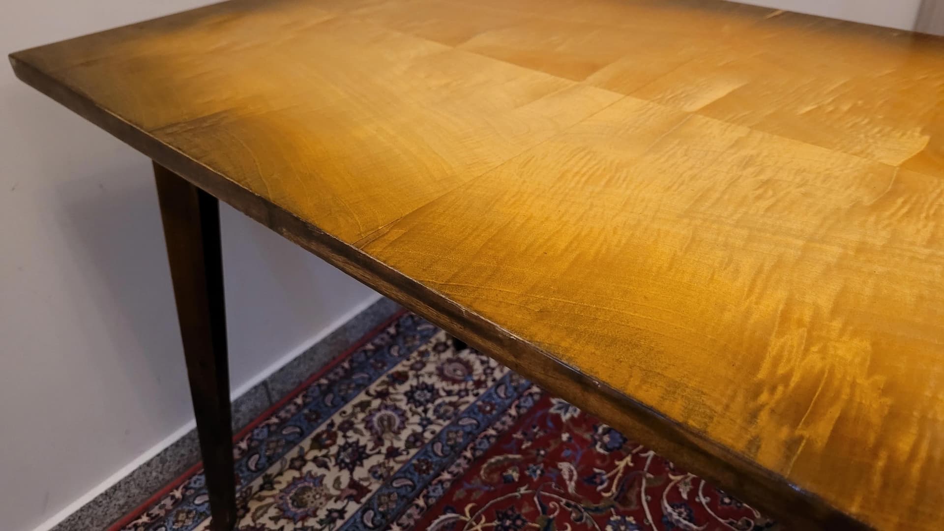 Stolik prostokątny, drewno złoty, Polska, lata 70. - 88656