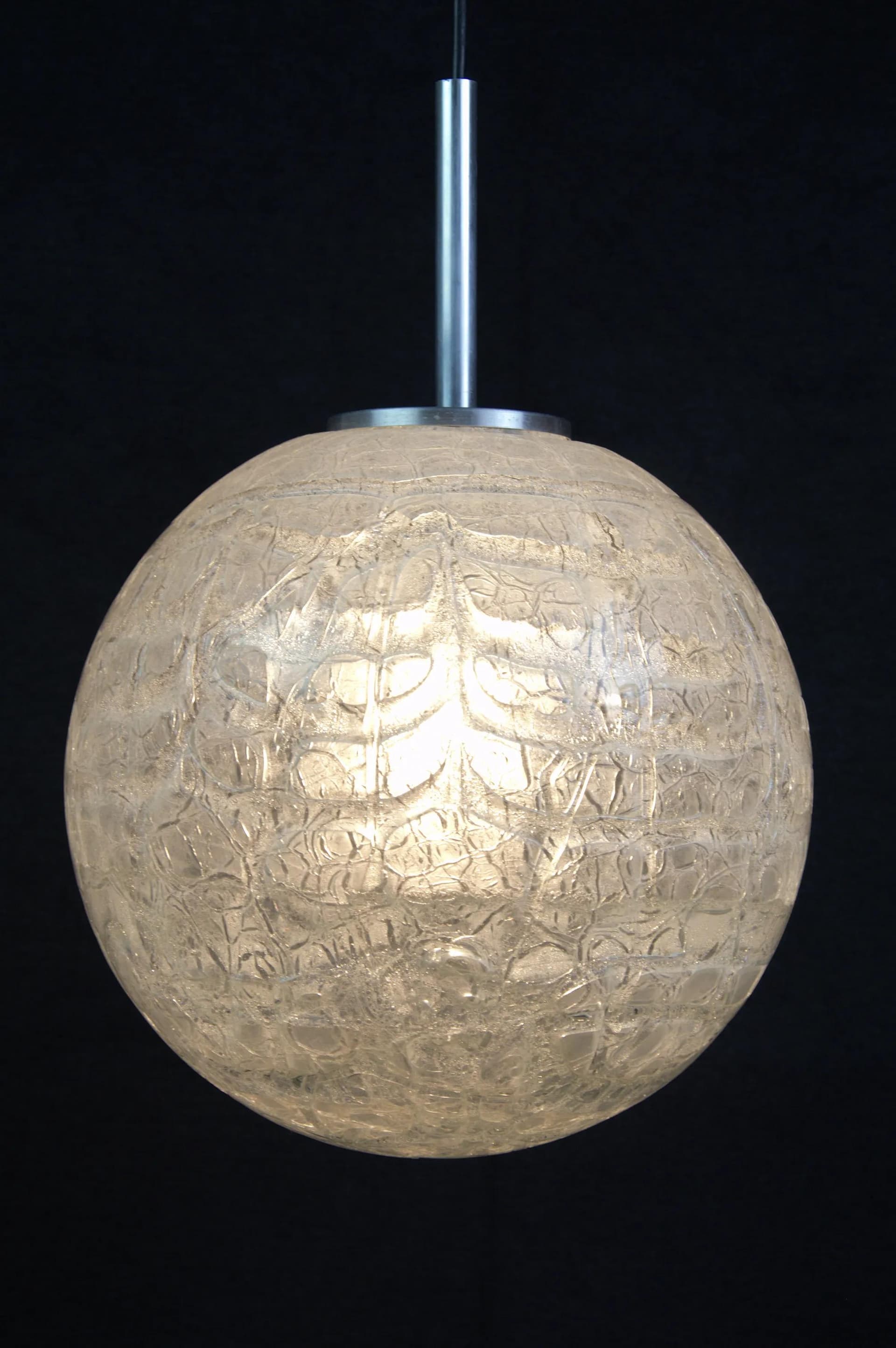 Lampa wisząca, szkło białe, Doria Leuchten, Niemcy, lata 70. - 86088