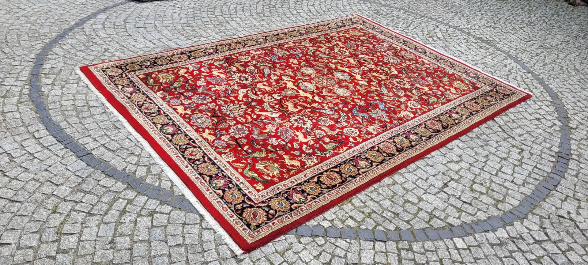 Dywan Tebriz 200x295 cm, czerwony, wełna, Indie, pocz. XX w. - 88650