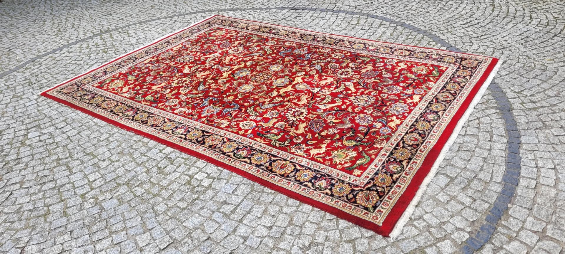 Dywan Tebriz 200x295 cm, czerwony, wełna, Indie, pocz. XX w. - 88646