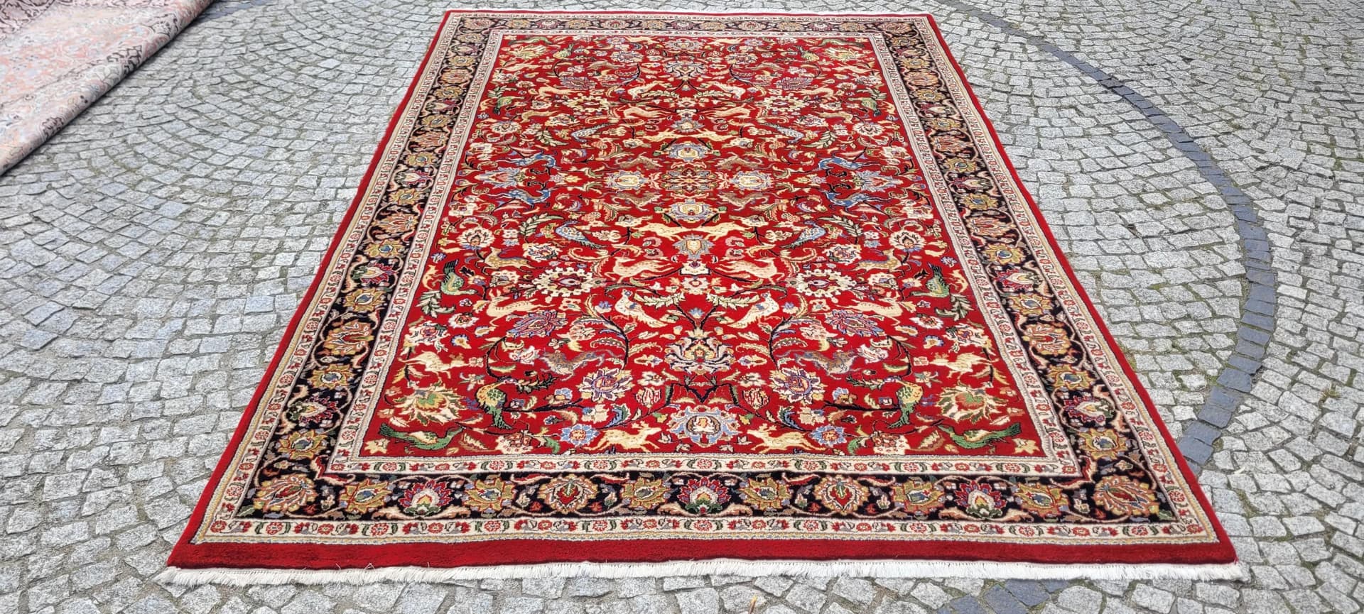 Dywan Tebriz 200x295 cm, czerwony, wełna, Indie, pocz. XX w. - 88645