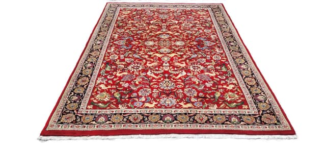 Dywan Tebriz 200x295 cm, czerwony, wełna, Indie, pocz. XX w. - WYMIARY