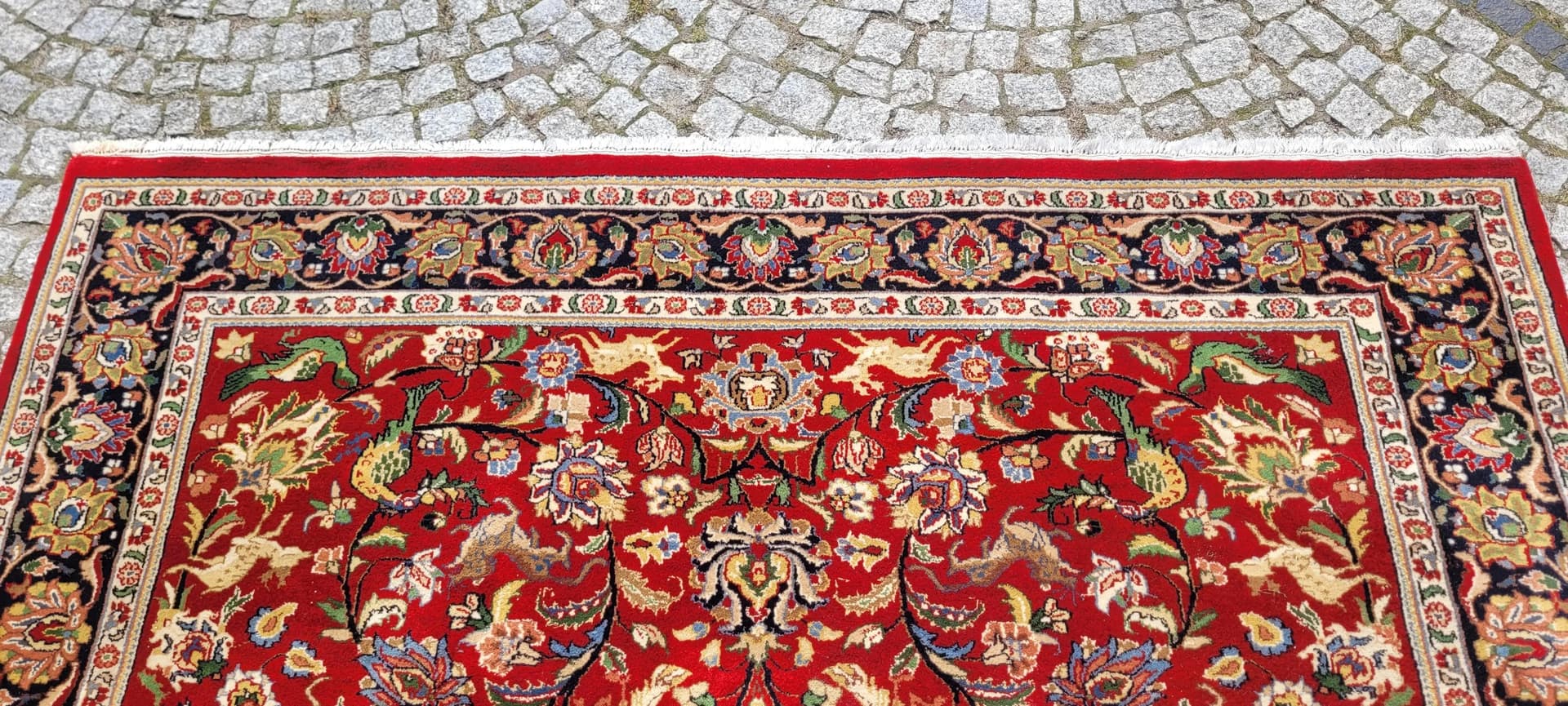 Dywan Tebriz 200x295 cm, czerwony, wełna, Indie, pocz. XX w. - 88648