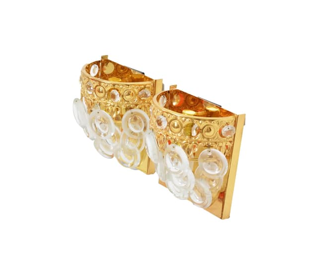 Pair of wall sconces Solken, golden brass, Solken Leuchten, Germany, 1970s. - DIMENSION