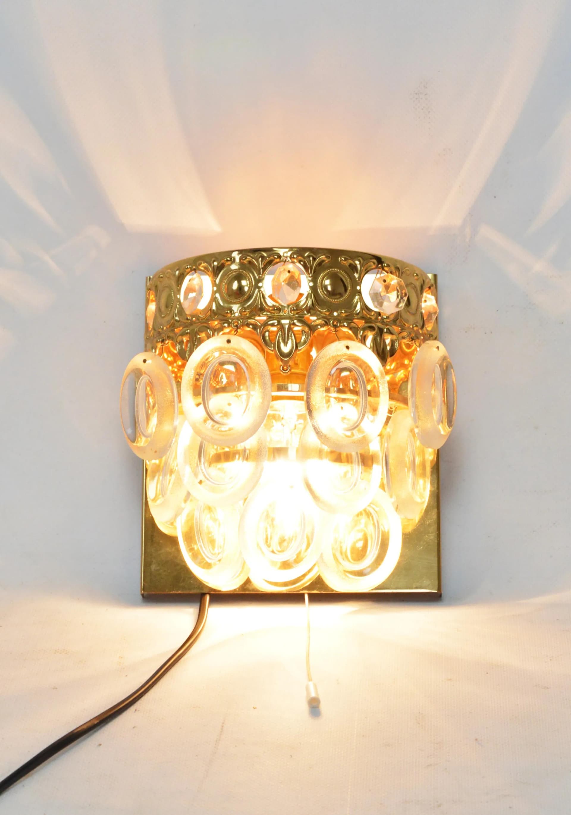 Pair of wall sconces Solken, golden brass, Solken Leuchten, Germany, 1970s. - 86065