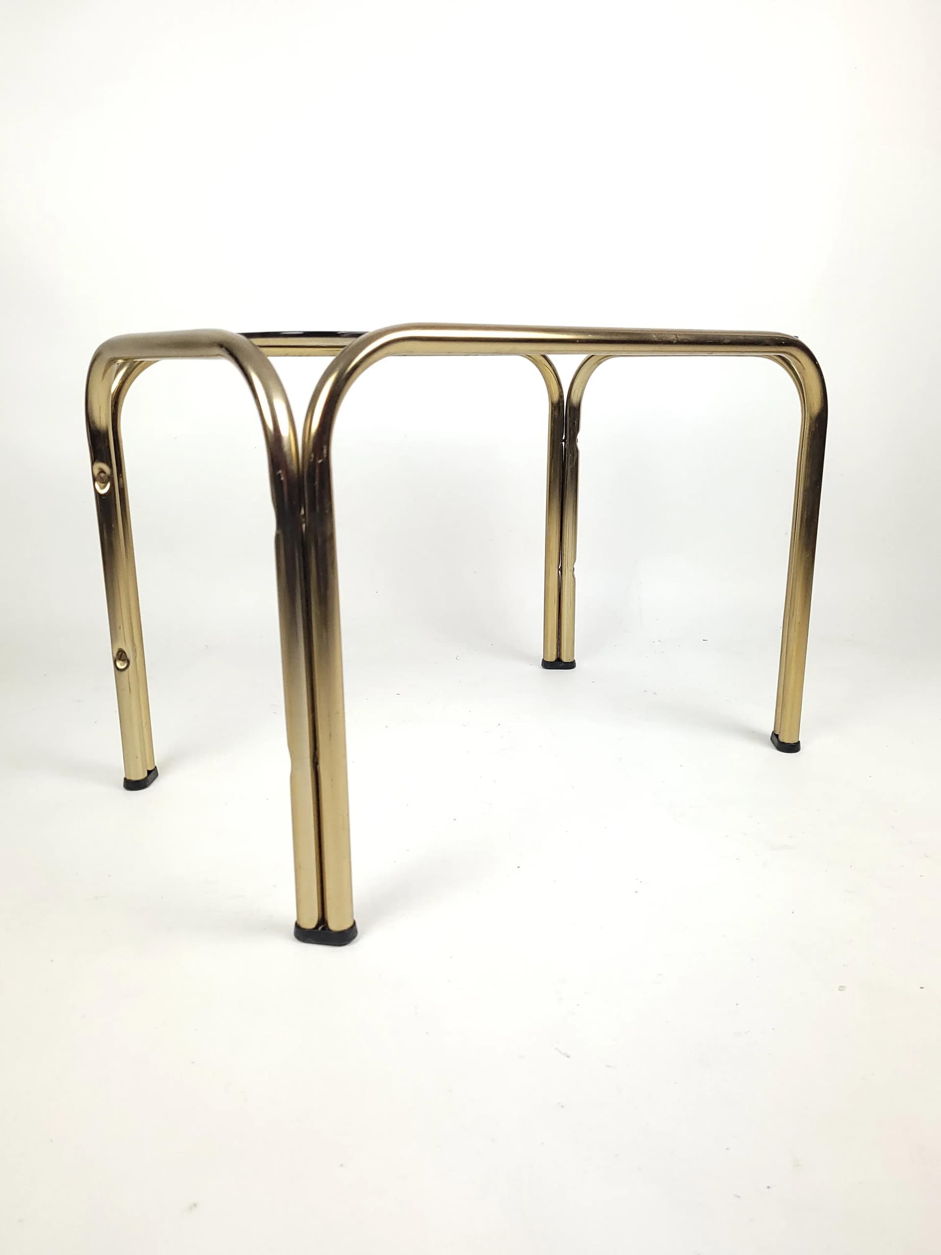 Stolik pomocniczy, szkło dymione, metal złoty, Holandia, lata 80. - 86051