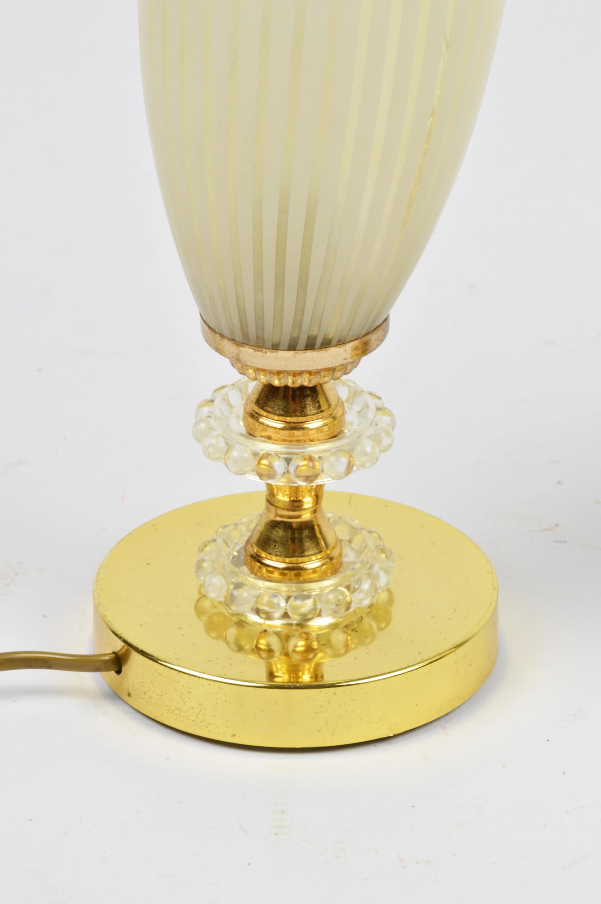 Para lampek stołowych, złoty, metal szkło, Polska, lata 80. - 85993