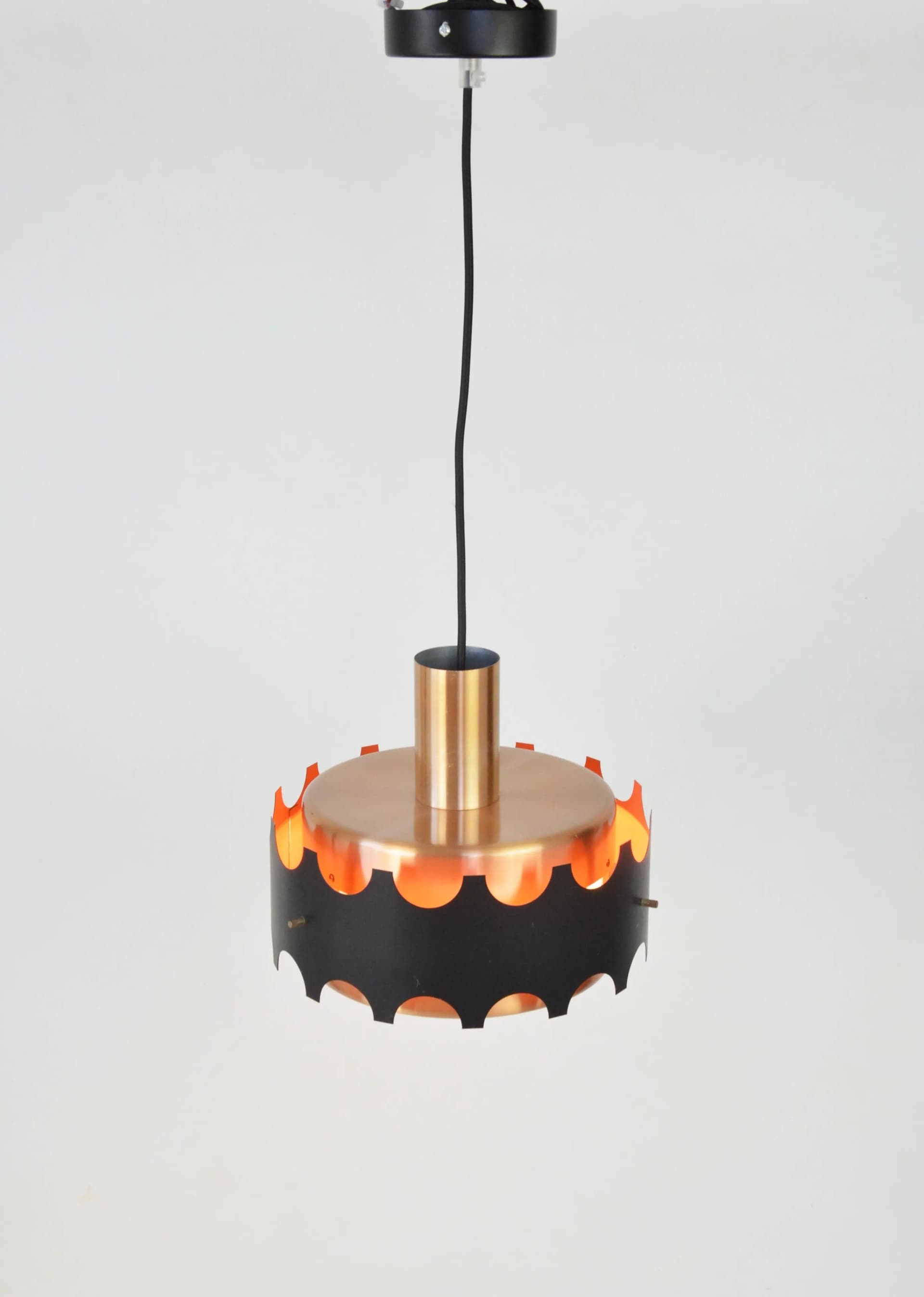 Lampa wisząca, miedź-czarny, metal, Niemcy, lata 70. - 85977