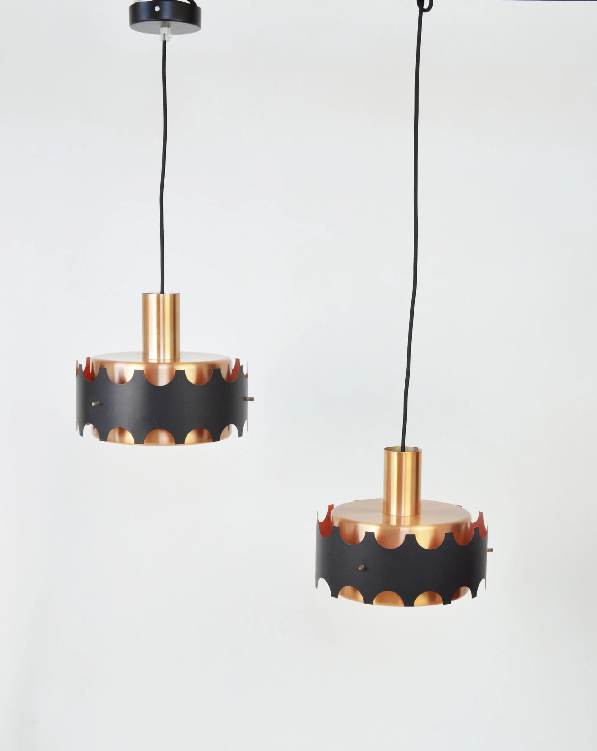 Lampa wisząca, miedź-czarny, metal, Niemcy, lata 70. - 85980