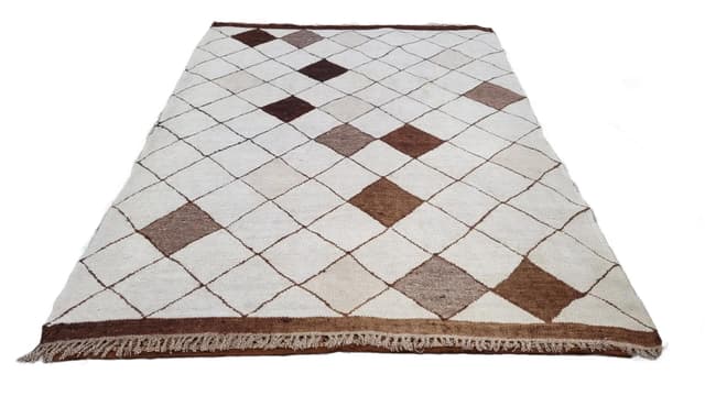 Dywan kilim, beżowy, wełna, Maroko - WYMIARY