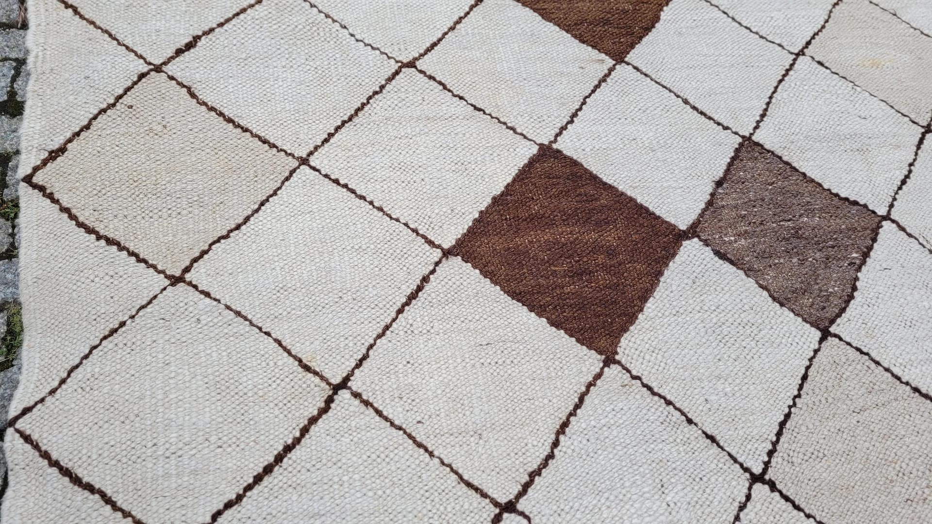 Dywan kilim, beżowy, wełna, Maroko - 88601