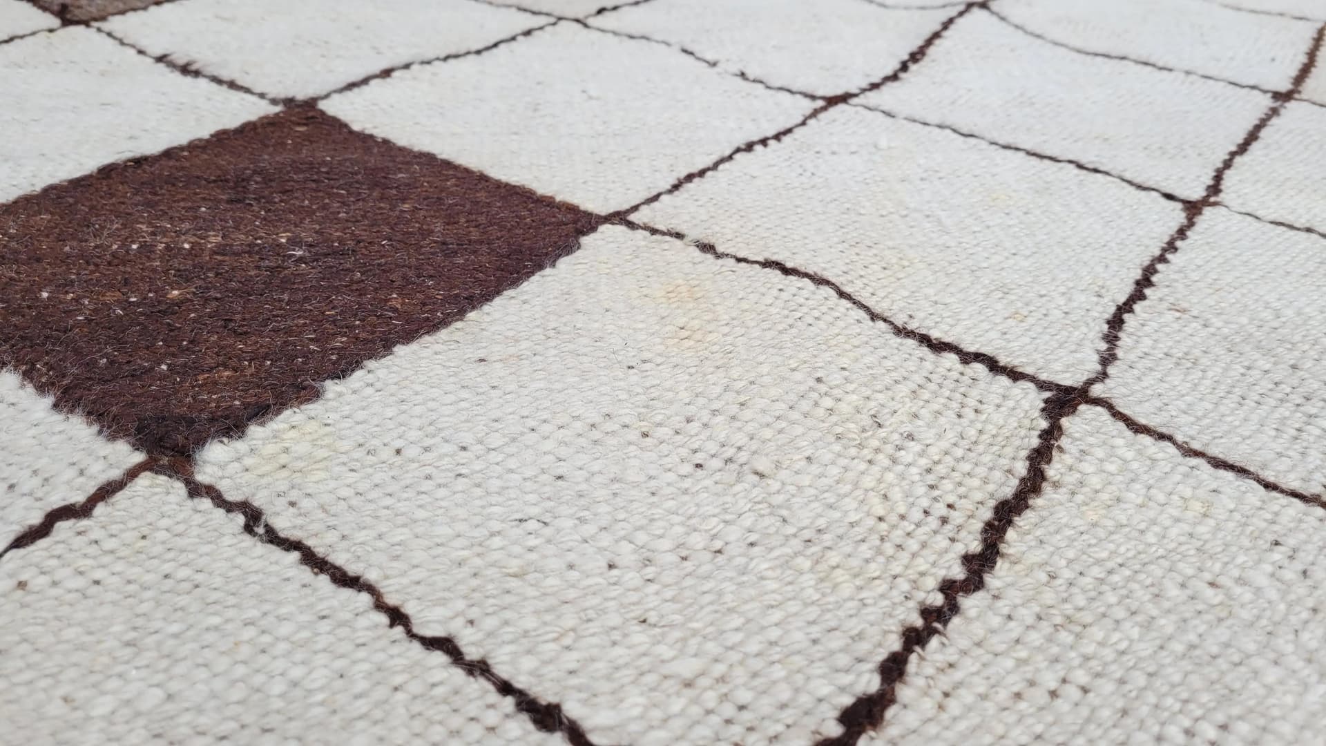 Dywan kilim, beżowy, wełna, Maroko - 88593