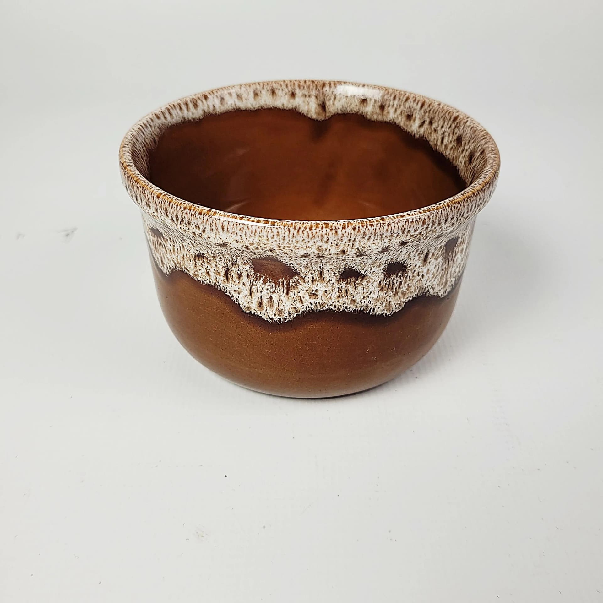 Doniczka fat lava, brązowy, beżowy, biały, ceramika, Niemcy, lata 70. - 85935