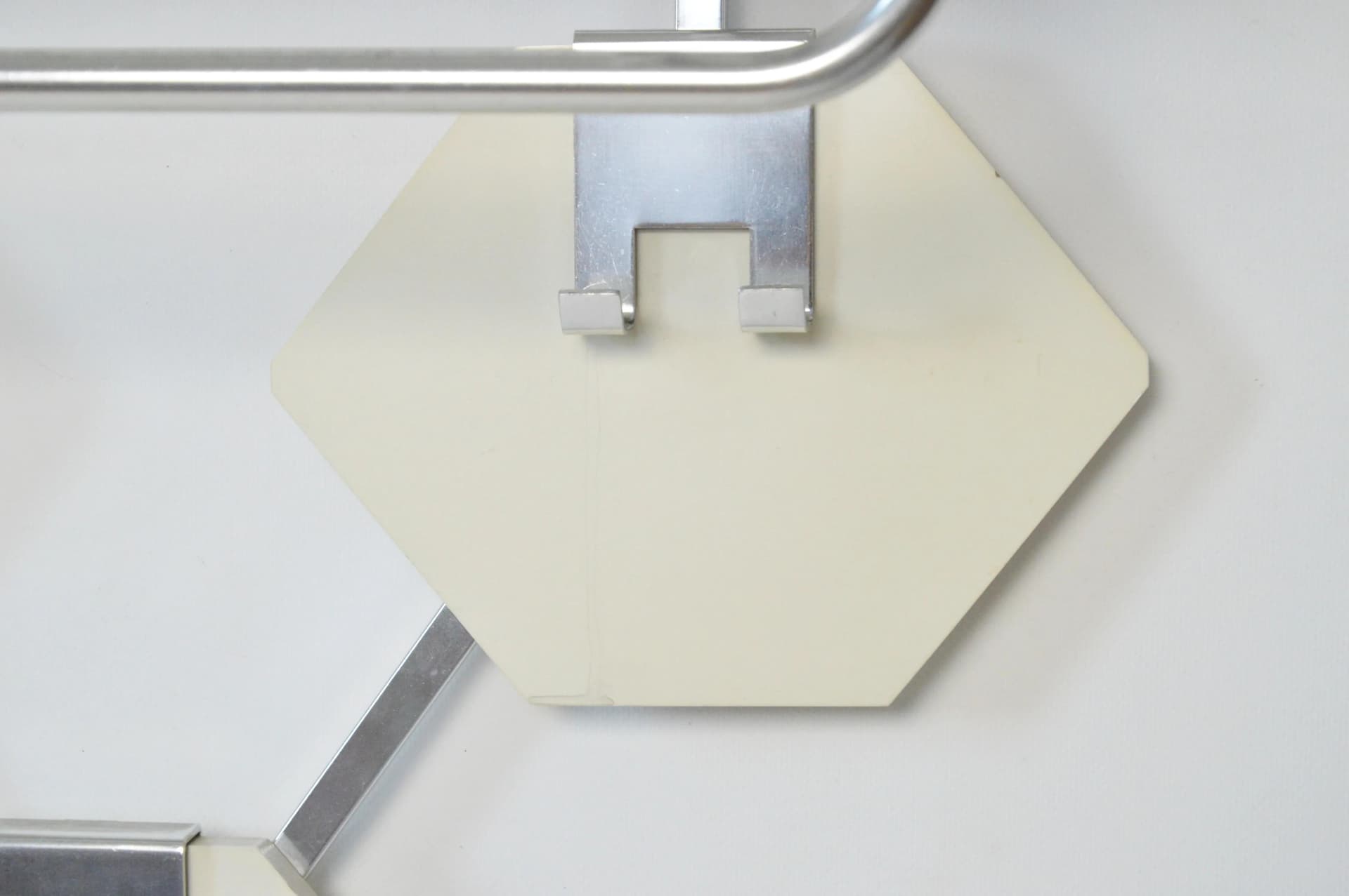 Wall-mounted coat rack, white, wood, aluminum, Poland, 1970s. - 85930