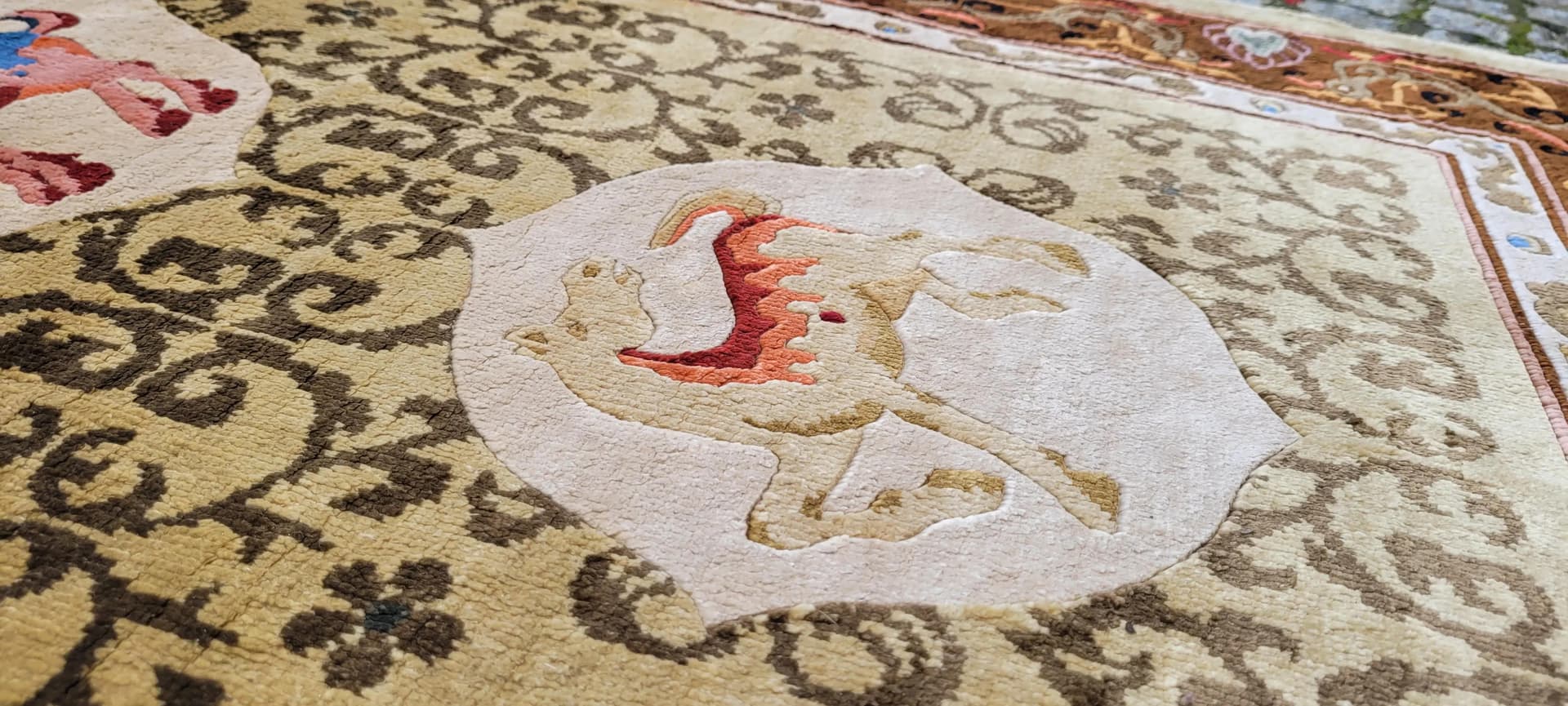 Dywan orientalny, beżowy, jedwab, Chiny, 125x235 cm - 88540