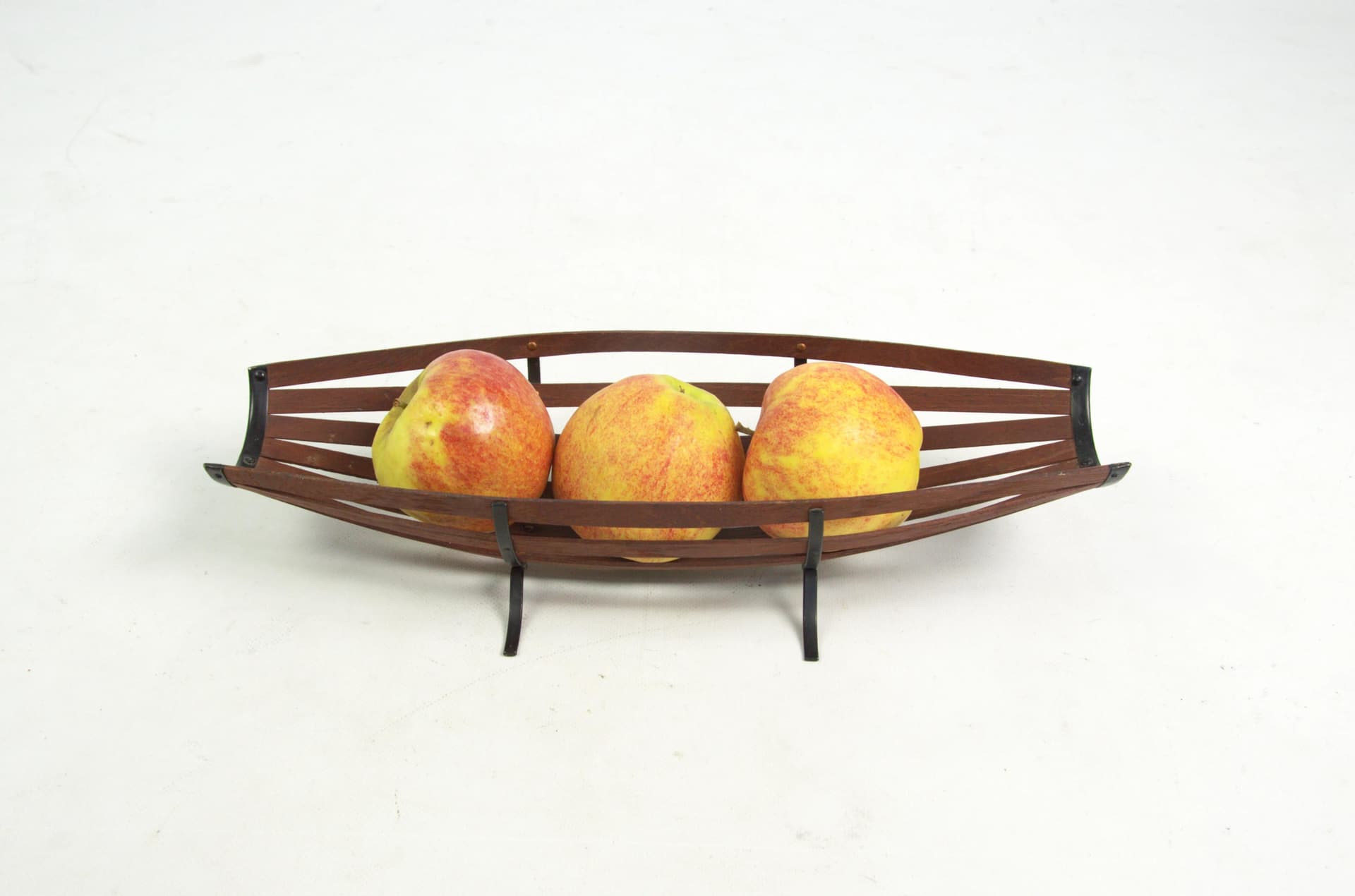 Fruit stand, brown wood, black metal, Poland, 1970s. - 85916
