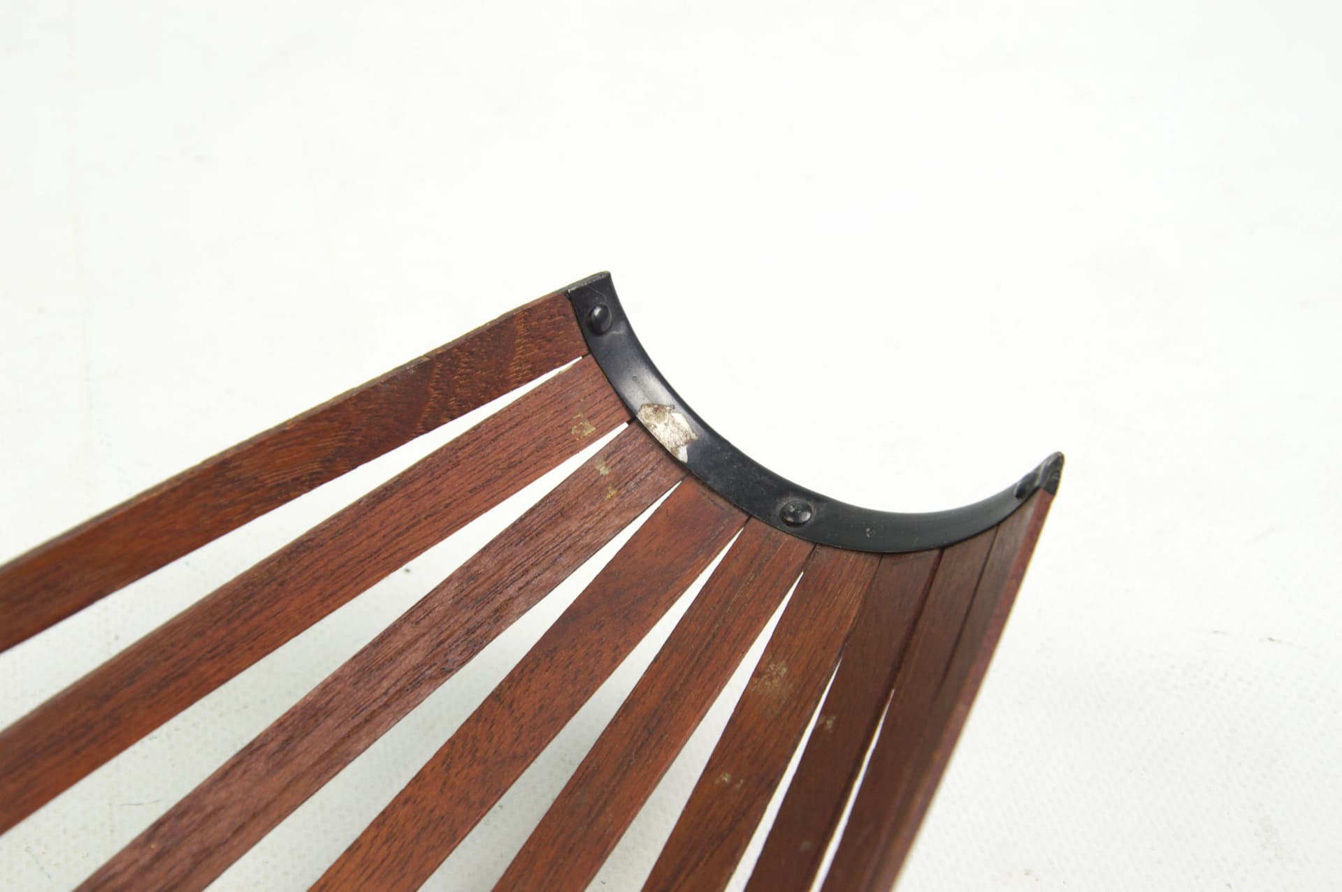 Fruit stand, brown wood, black metal, Poland, 1970s. - 85920