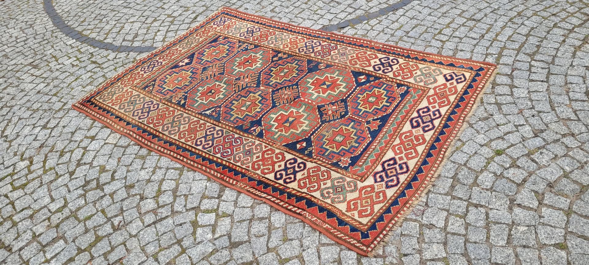 Rug Kazak, 232x122 cm, red, wool, Azerbaijan, 19th c. - 88493