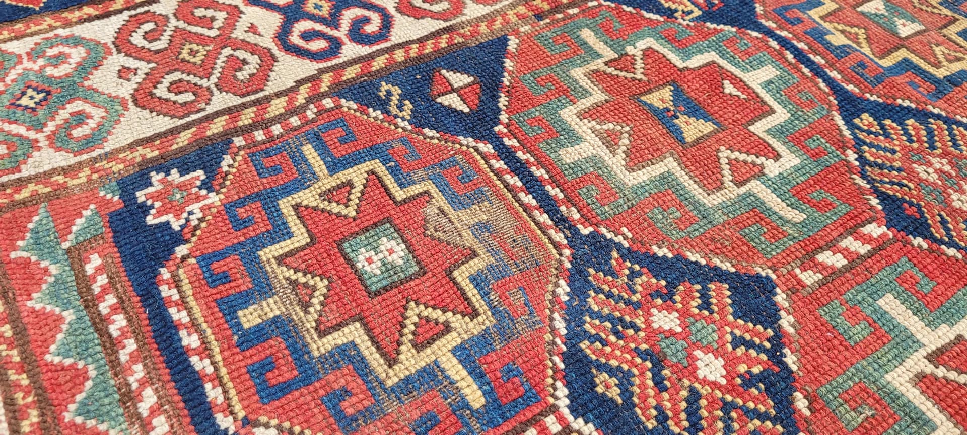 Rug Kazak, 232x122 cm, red, wool, Azerbaijan, 19th c. - 88499