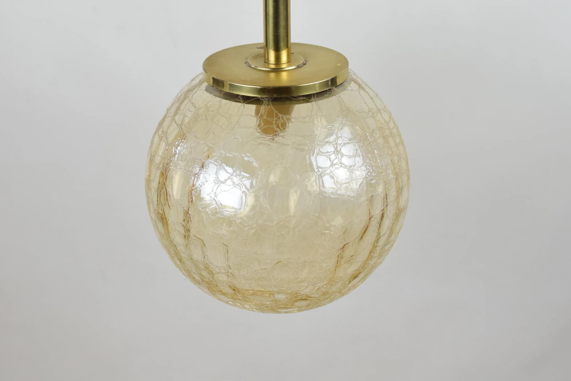 Lampa wisząca, szkło bursztynowe, mosiądz, Niemcy, lata 70. - 85906