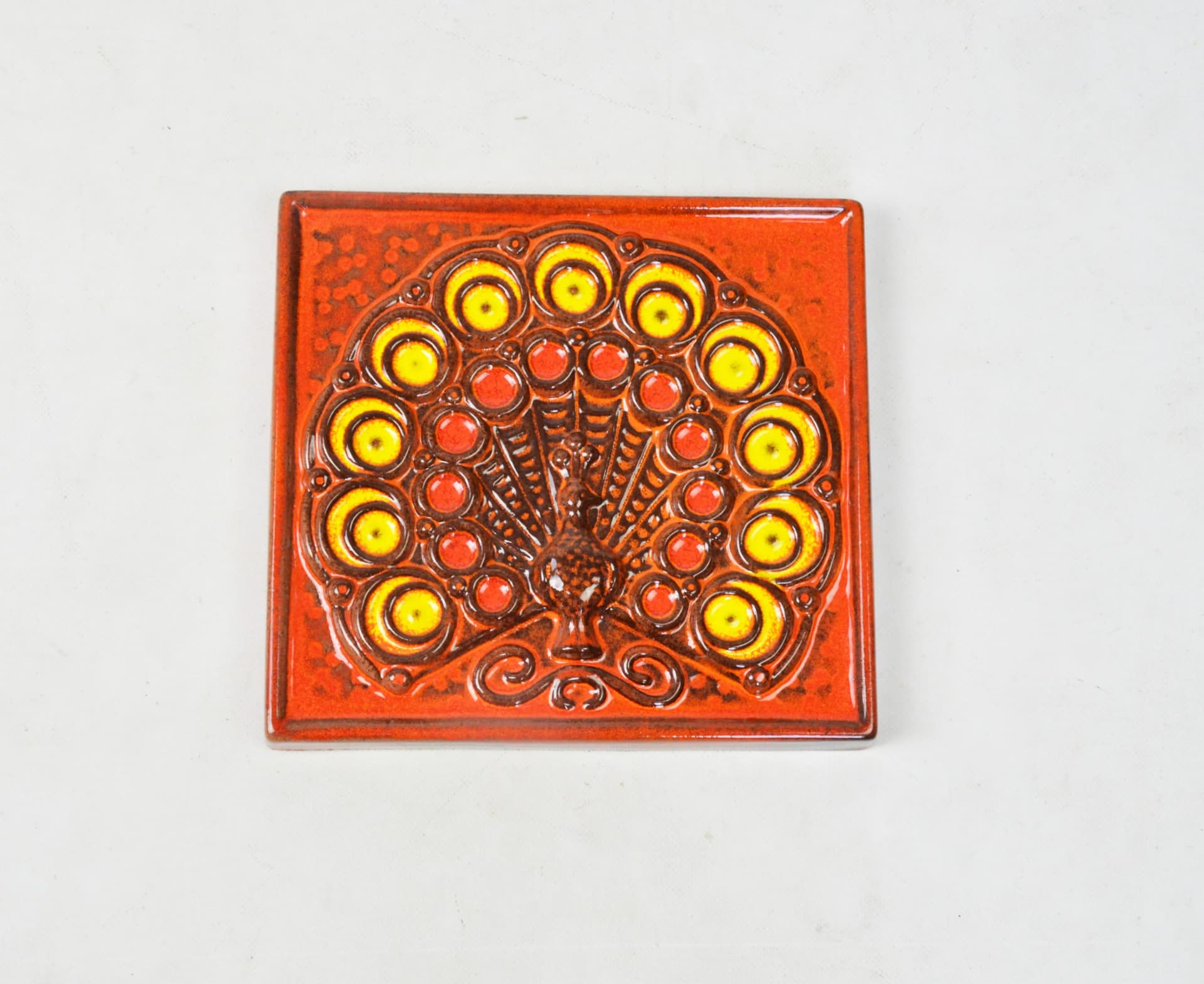 Kafel Stehla, pomarańczowy, ceramika, Niemcy, lata 70. - 85868