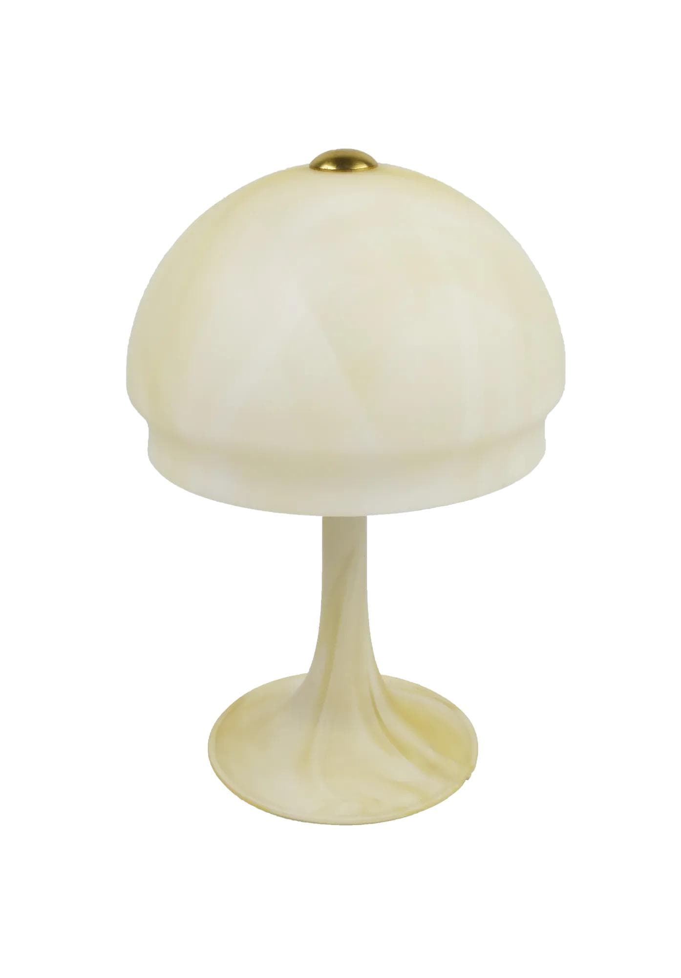 Lampa stołowa Space Age, szkło marmurkowe kremowe, Polska, lata 70.