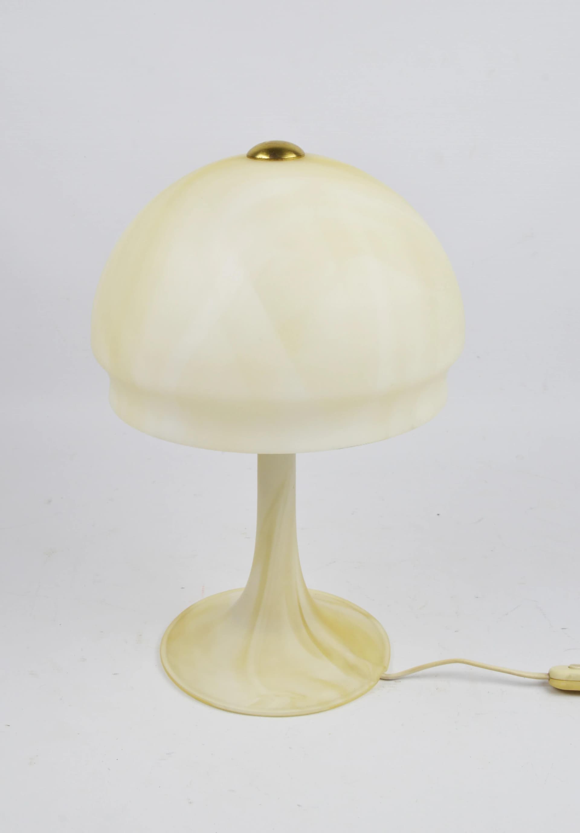 Lampa stołowa Space Age, szkło marmurkowe kremowe, Polska, lata 70. - 85826