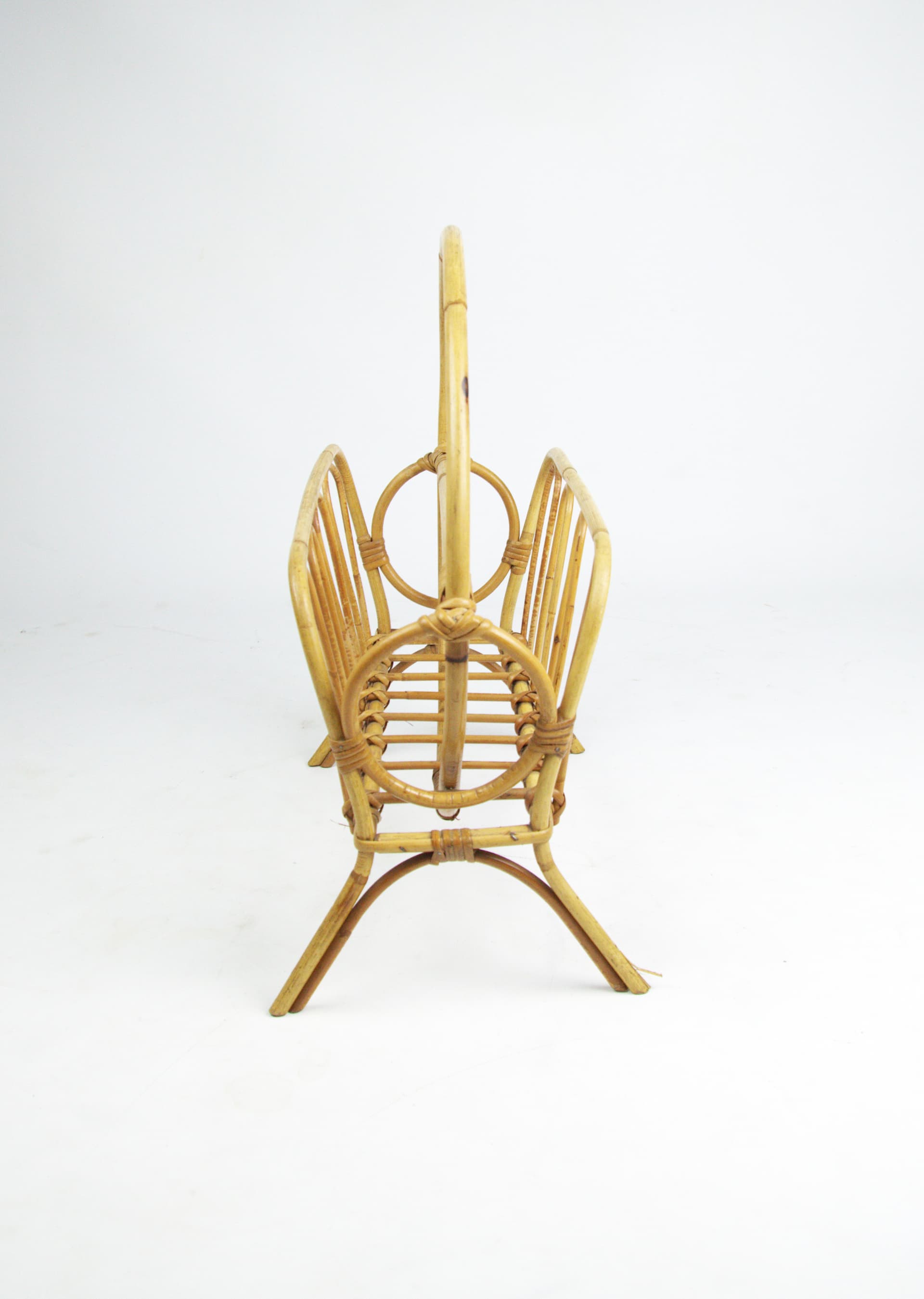 Gazetnik, żółty, bambus, Polska, lata 70. - 85806