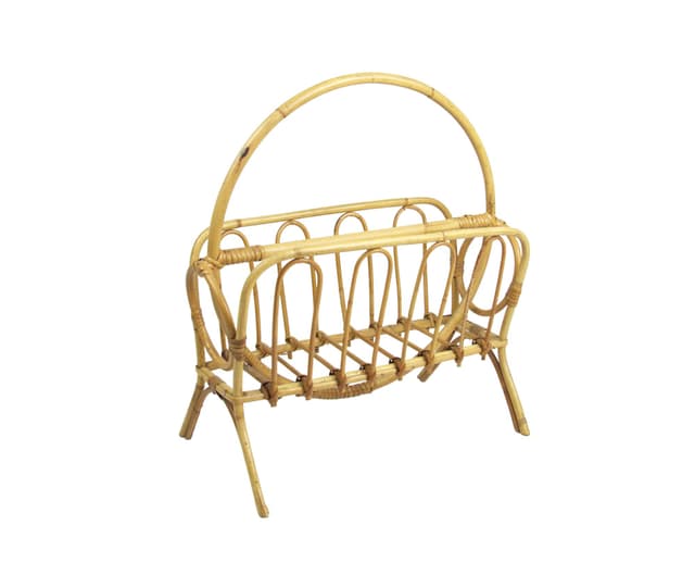 Gazetnik, żółty, bambus, Polska, lata 70. - WYMIARY