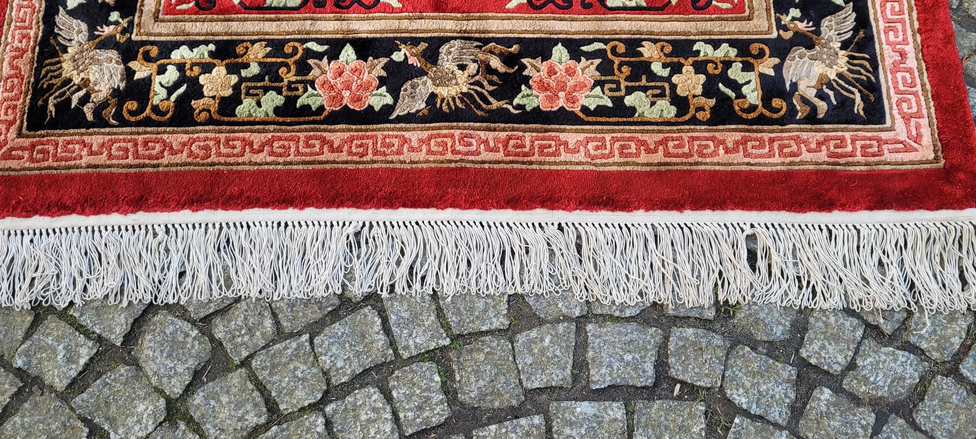 Dywan orientalny 230x124 cm, czerwony, jedwab, Chiny, lata 80. - 88407