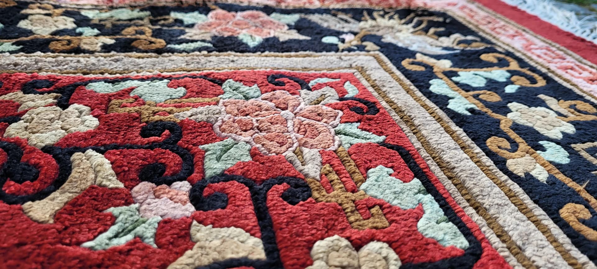 Dywan orientalny 230x124 cm, czerwony, jedwab, Chiny, lata 80. - 88410