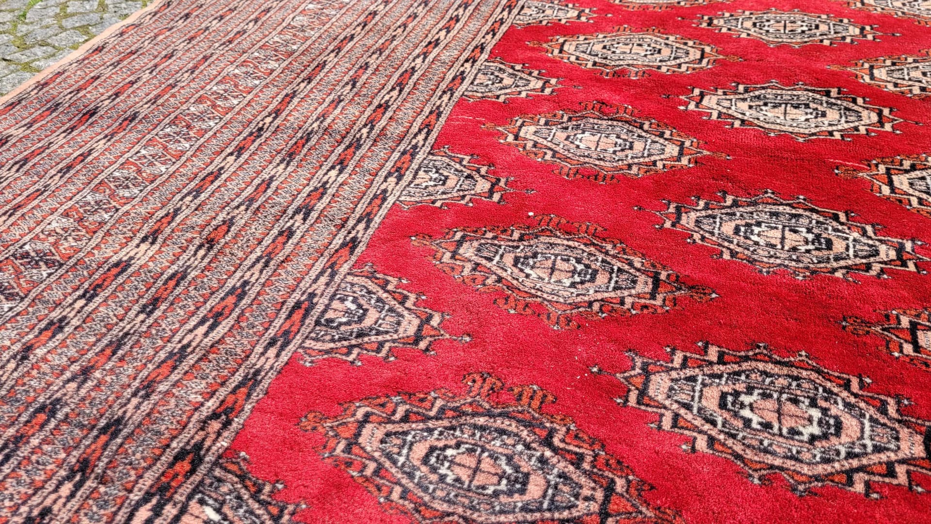 Rug Buchara 313x323 cm, red, black, wool, Pakistan, 1990s. - 88399