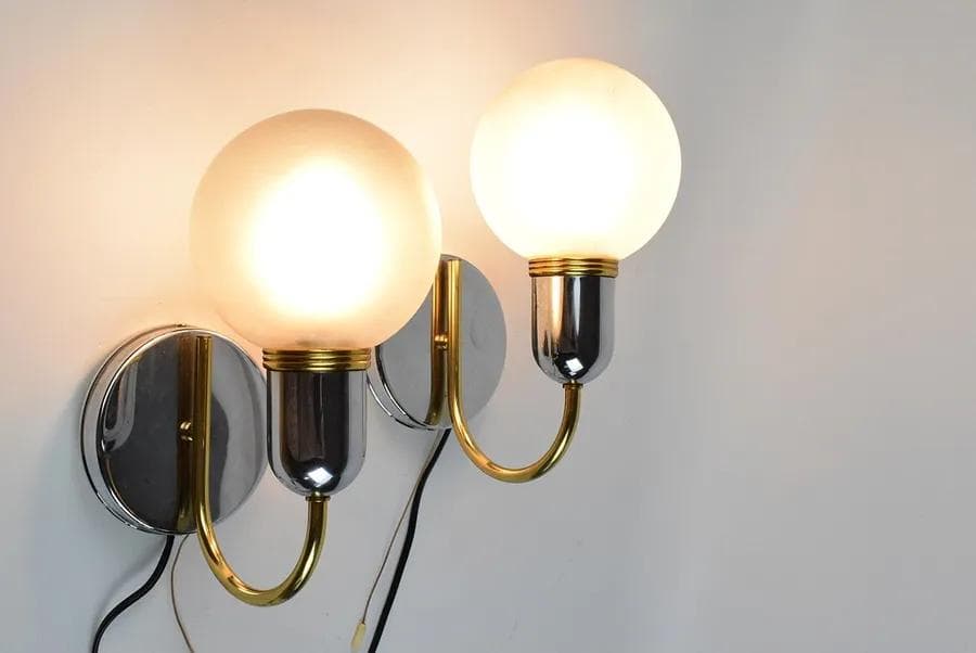 Para kinkietów Solken Leuchten, mosiądz, Niemcy, lata 80. - 85775