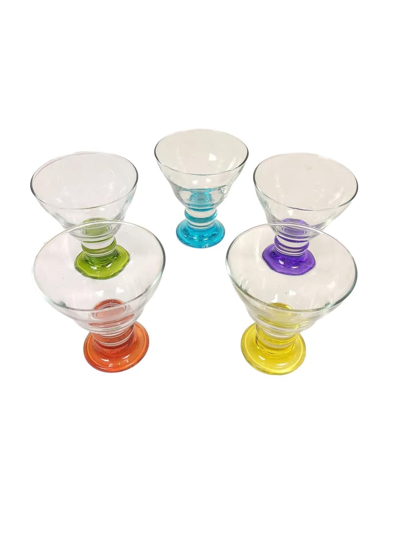 Zestaw kieliszków multikolor, szkło, Polska, lata 90.
